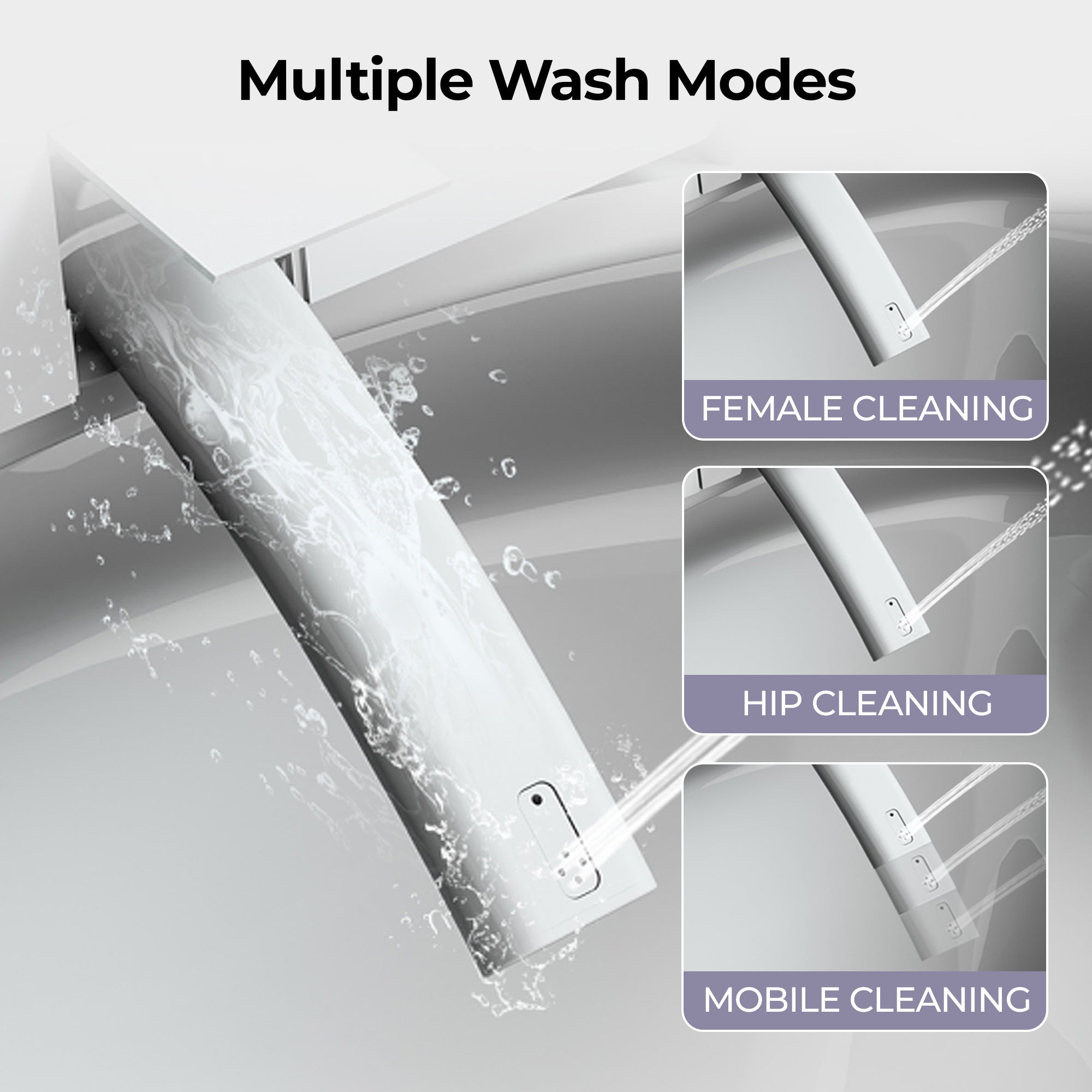 Smart Bidet Toilet with One-Click Knob, Foot Sensor Function, Auto Flush, LED Display in White