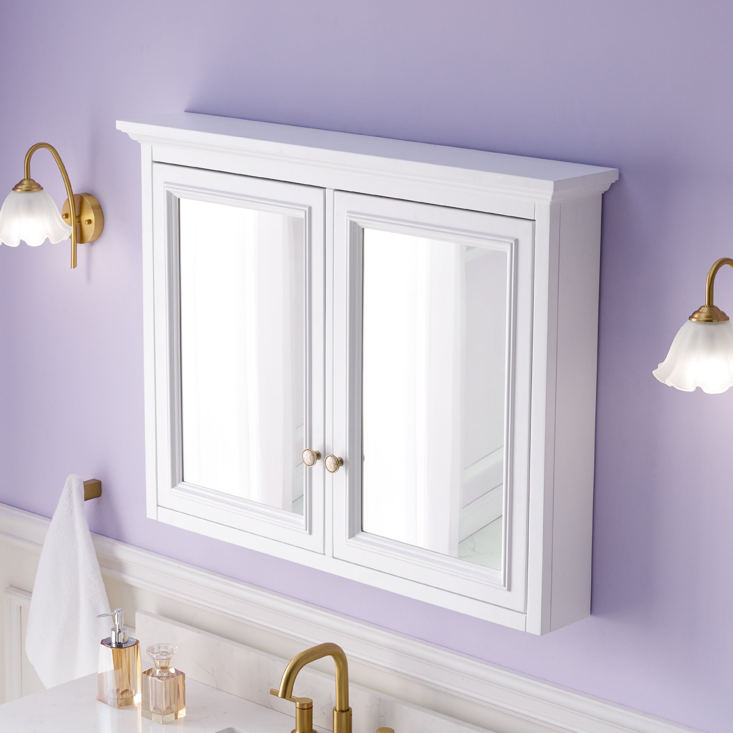 40 in. W x 30 in. H Solid Wood Surface-Mount Medicine Cabinet with Mirror, Z-Bar Hangs Vertically