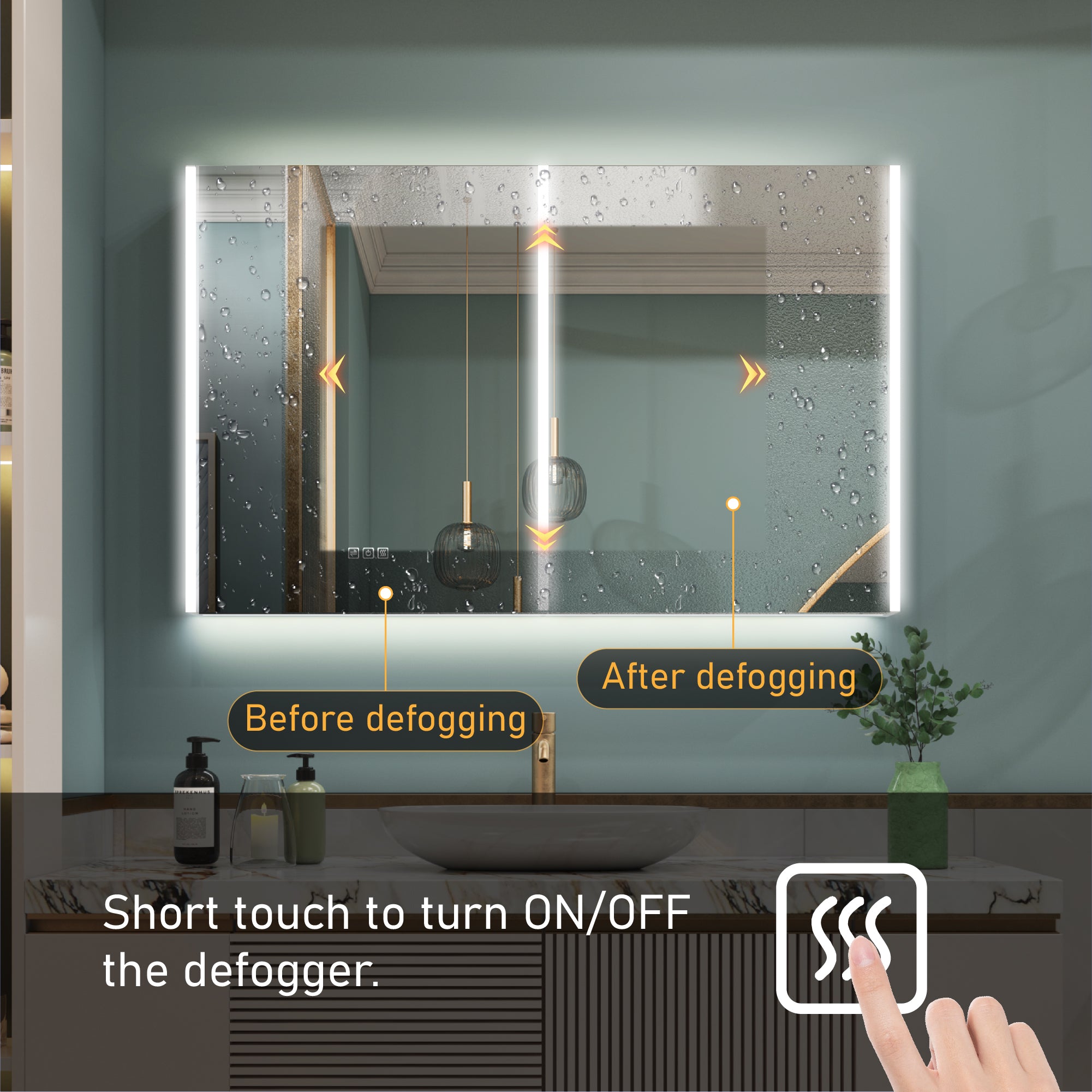 48 in. x 30 in. Lighted LED Fog Free Surface Mount Silver Mirrored Soft Close Medicine Cabinet