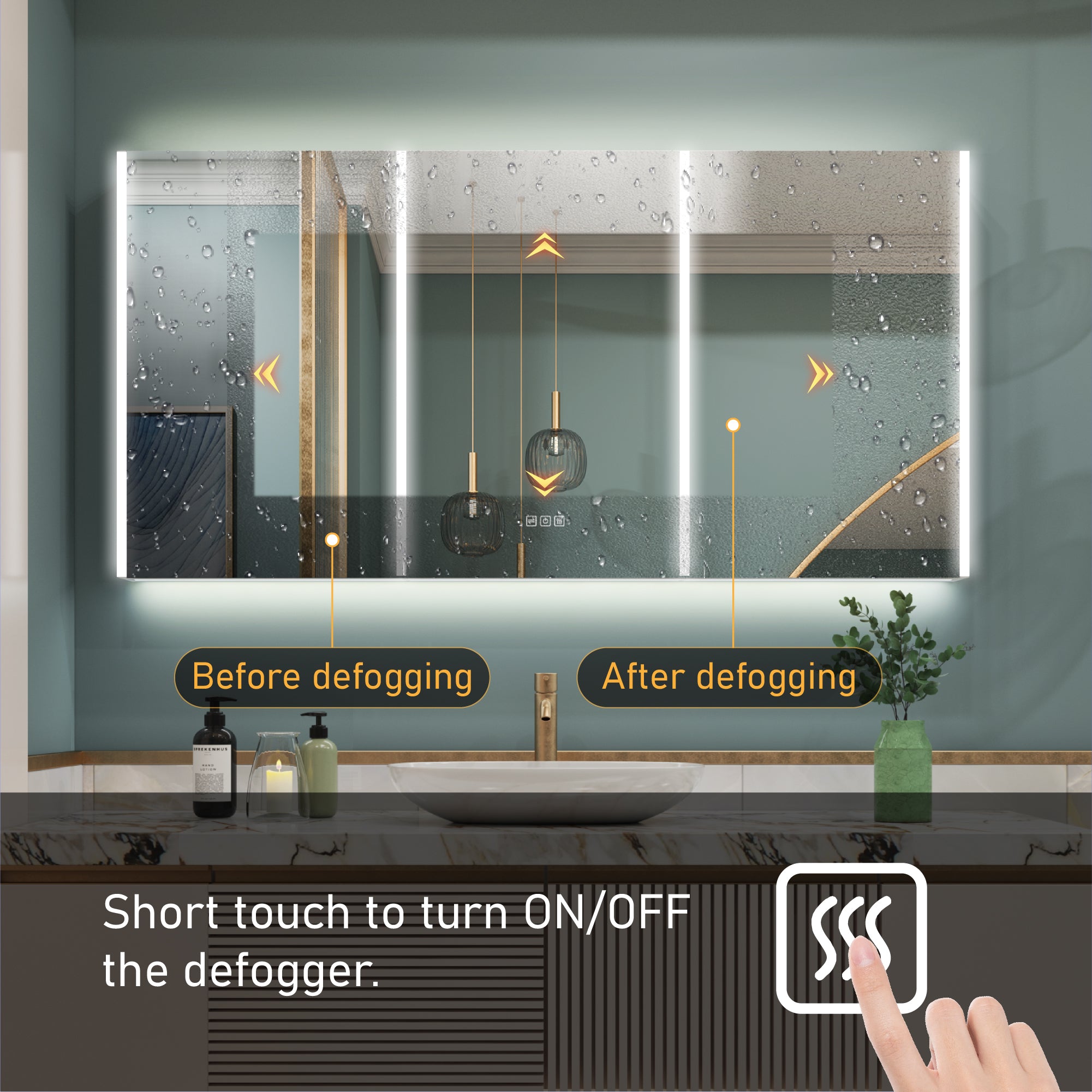 60 in. x 30 in. Lighted LED Fog Free Surface Mount Silver Mirrored Soft Close Medicine Cabinet