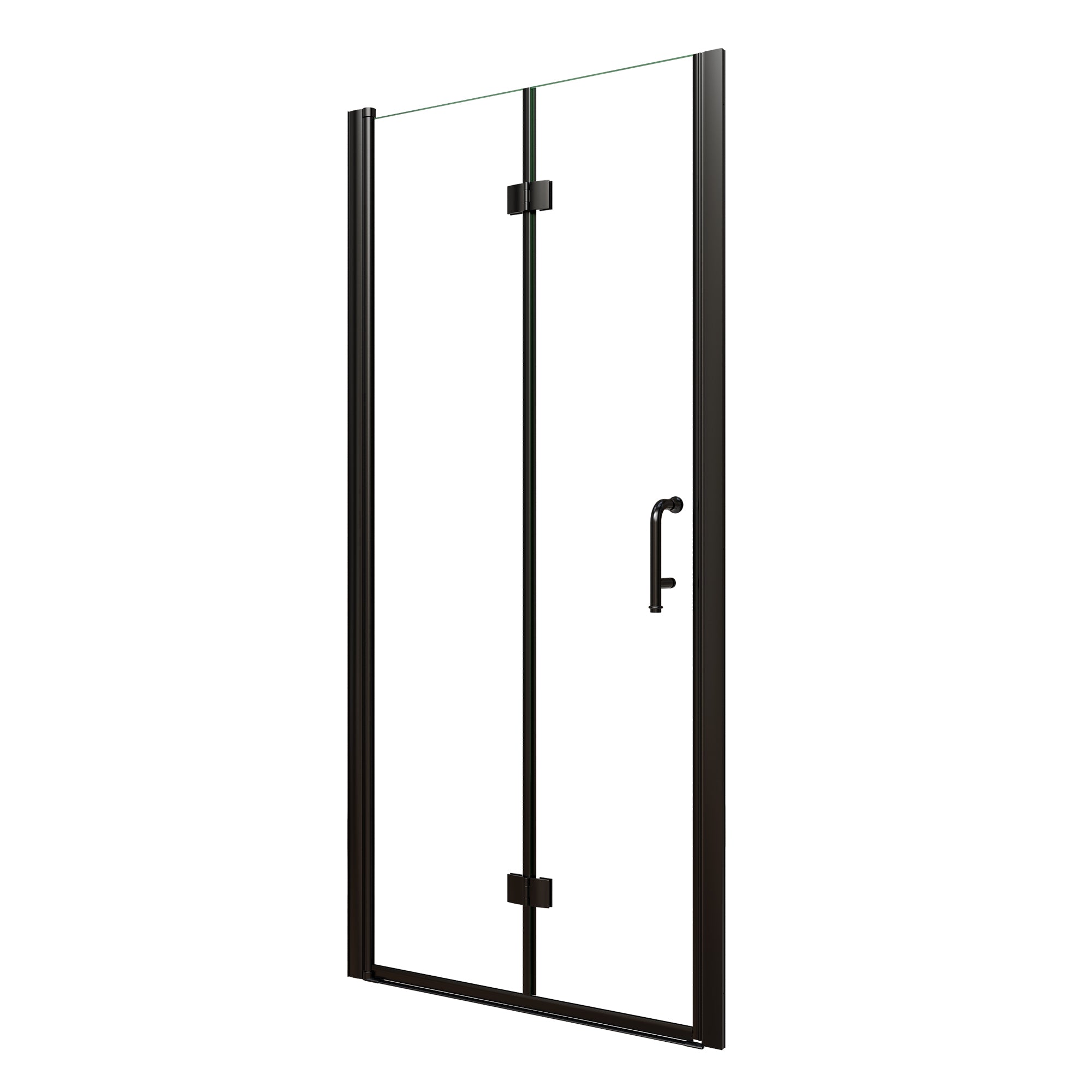 34-36 in. W x 72 in. H Modern Semi-Frameless 1/4 in. Tempered Glass Bifold Pivot Shower Door with Reversible Installation, Matte Black