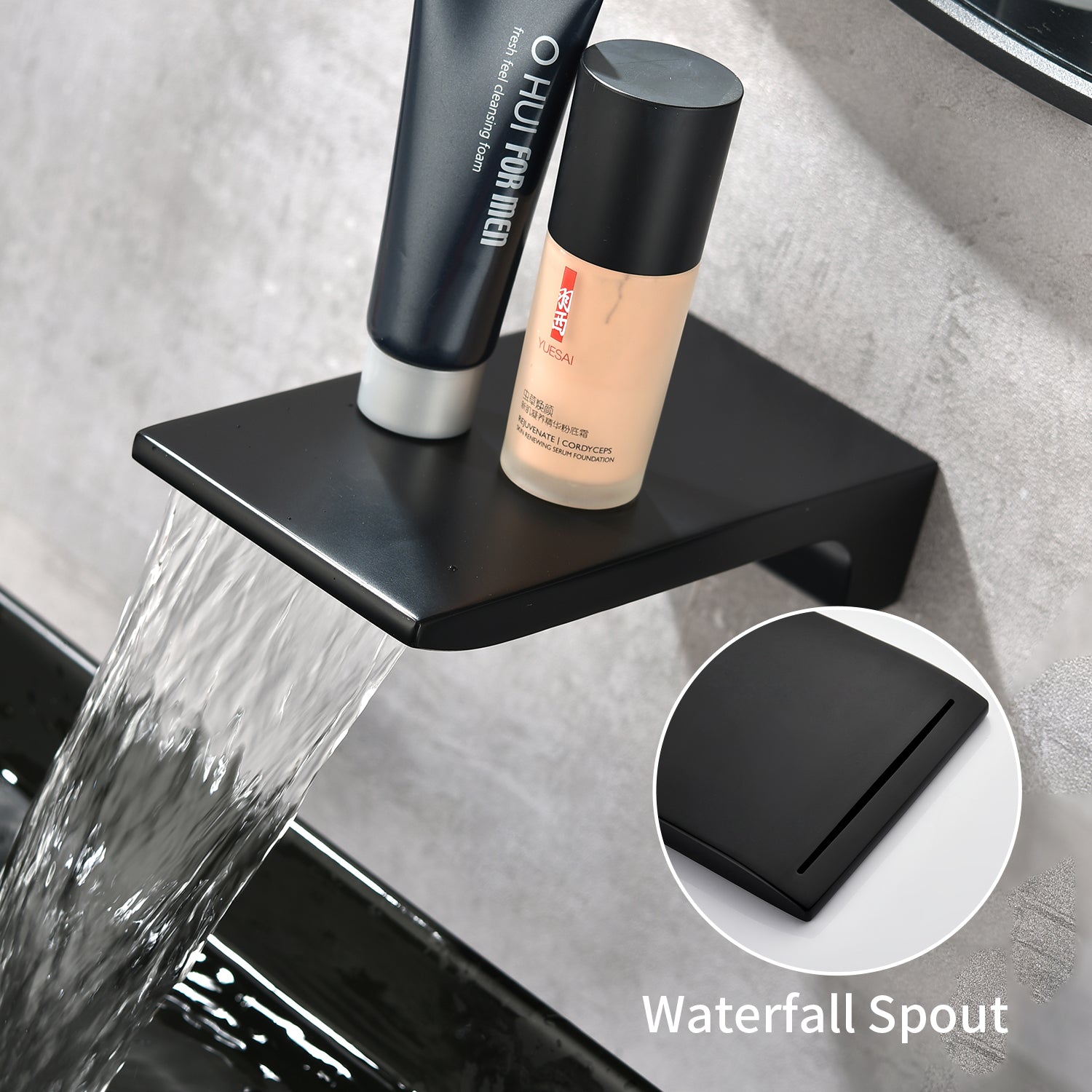 10 inch Shower Faucst Set with Waterfall Tub Spout and Trim Kit with Rough in Valve