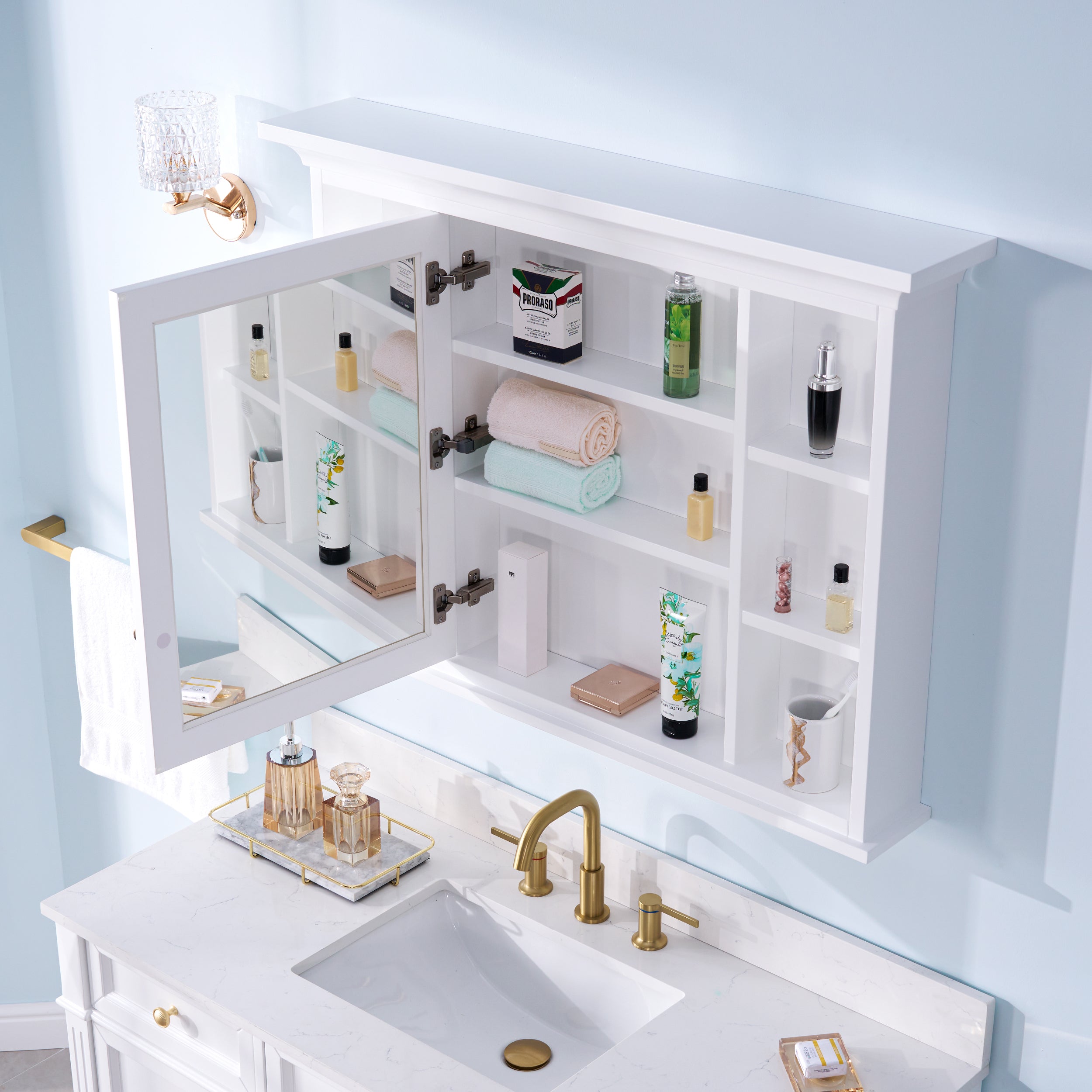 40 in.W x 30 in.H Surface-Mount Solid Wood Medicine Cabinet with Mirror, Z-bar Hangs Vertically
