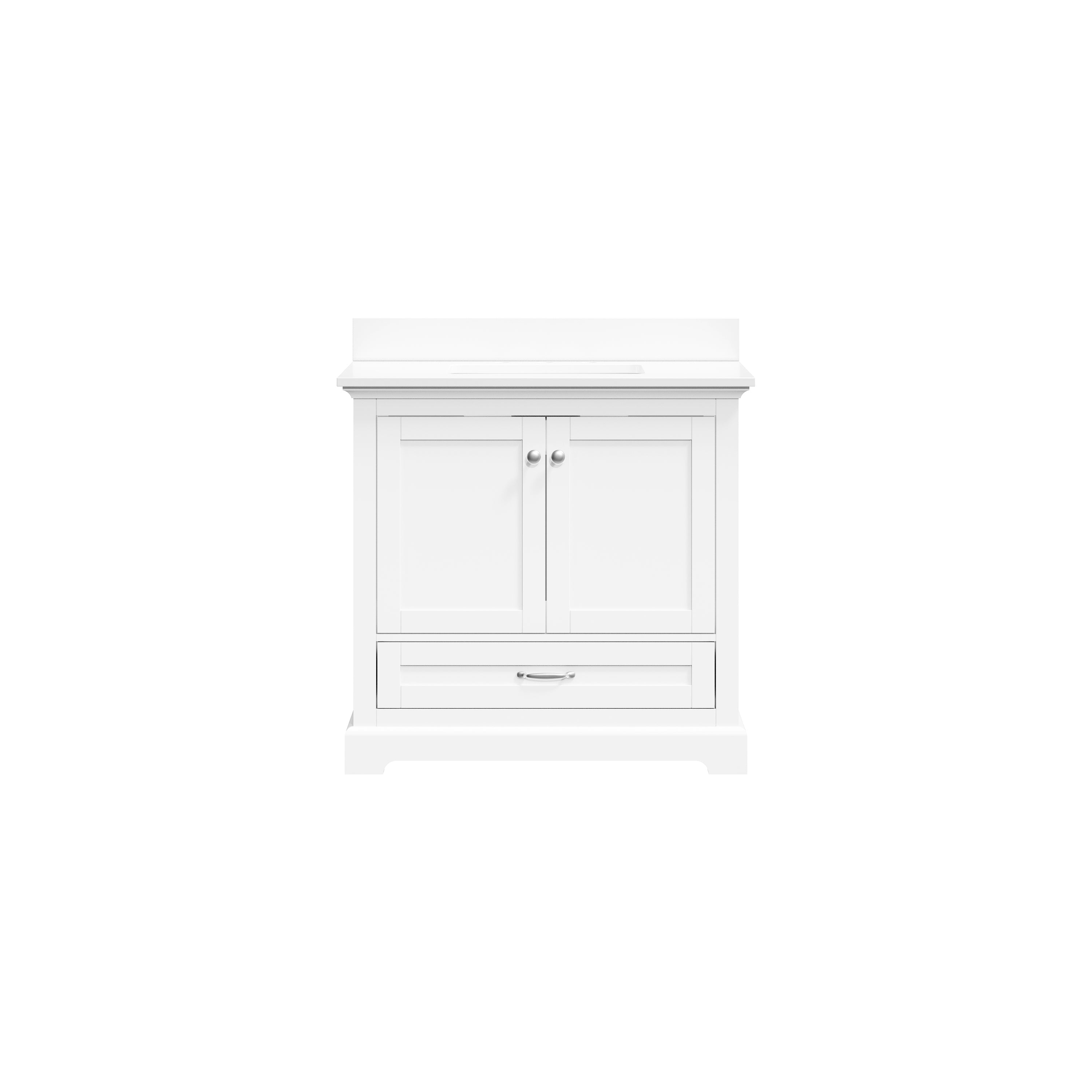 36 Inch White Bathroom Vanity with cUPC Undermount Basin with 2 Doors and 1 Drawer