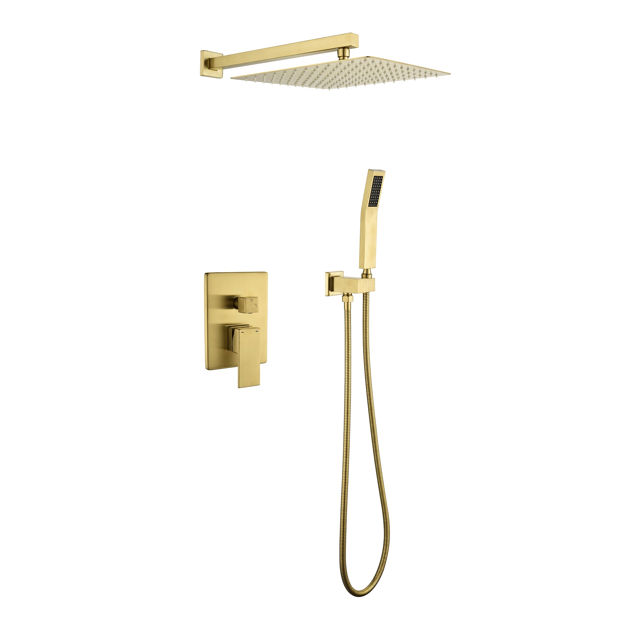 12-in Rain Shower Head Wall Mount Dual Head Built-In DT Shower System with 2-way Diverter Valve Included
