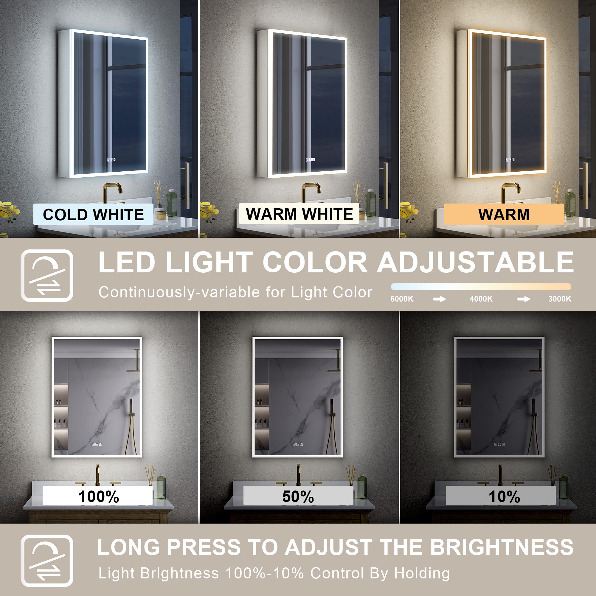 24 in. x 30 in. Upgraded Recessed/Surface Mount Left LED Medicine Cabinet with 3X Magnifier Glass Mirror