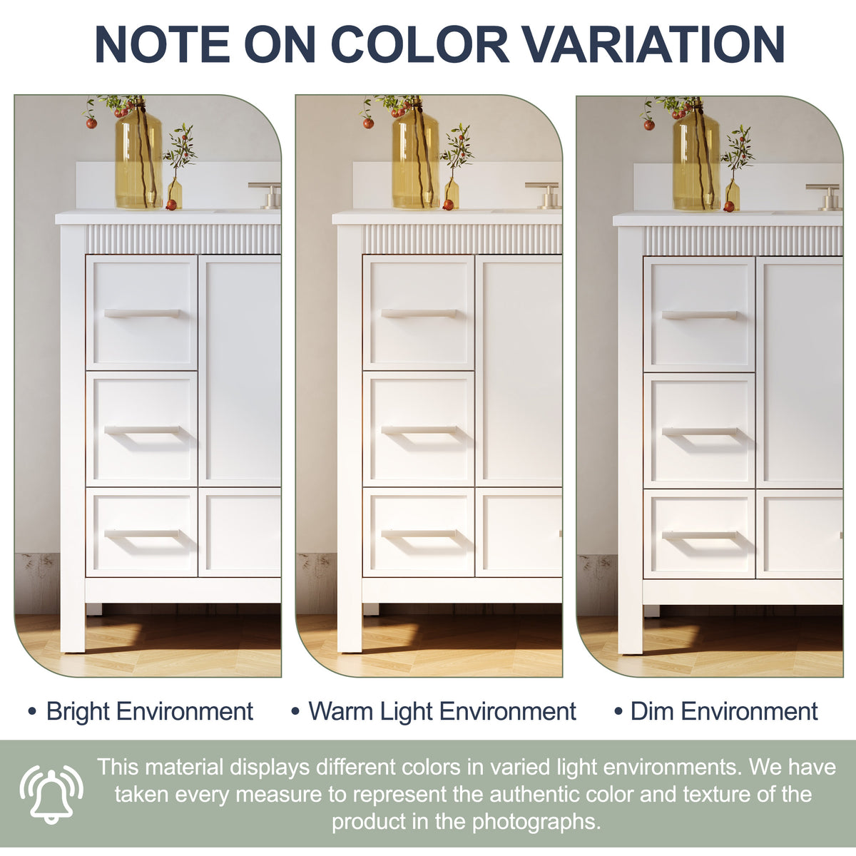 42 Inch Freestanding Solid Wood Bathroom Vanity with Fluted Molding, Pure White Quartz Countertop, White
