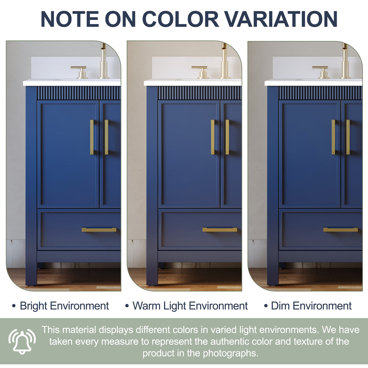 36 Inch Freestanding Solid Wood Bathroom Vanity with Fluted Molding, Pure White Quartz Countertop, Navy Blue
