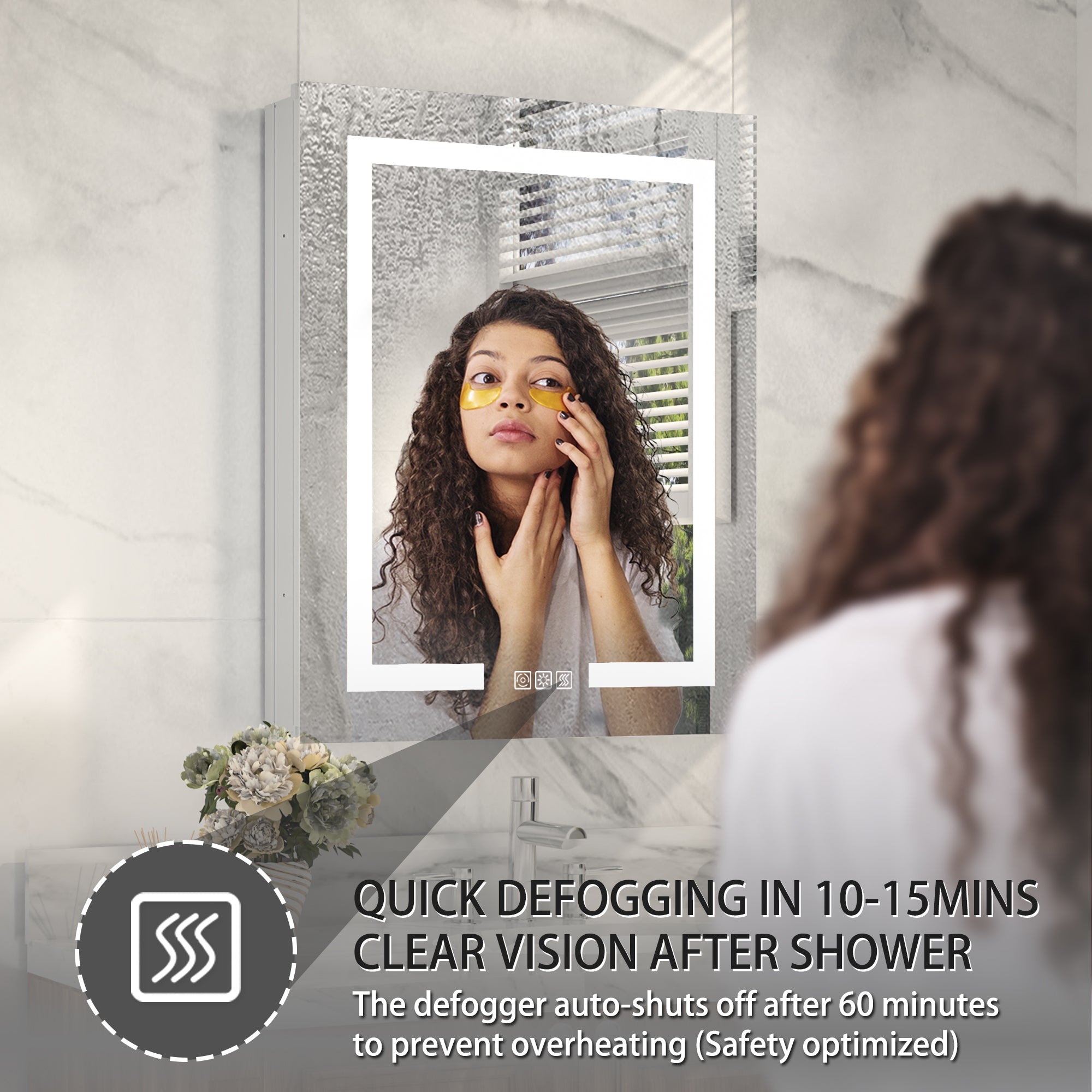 24 in. x 30 in. Recessed/Surface Mount Left Medicine Cabinet with Mirror and LED Light, All-Plastic Cabinet Body