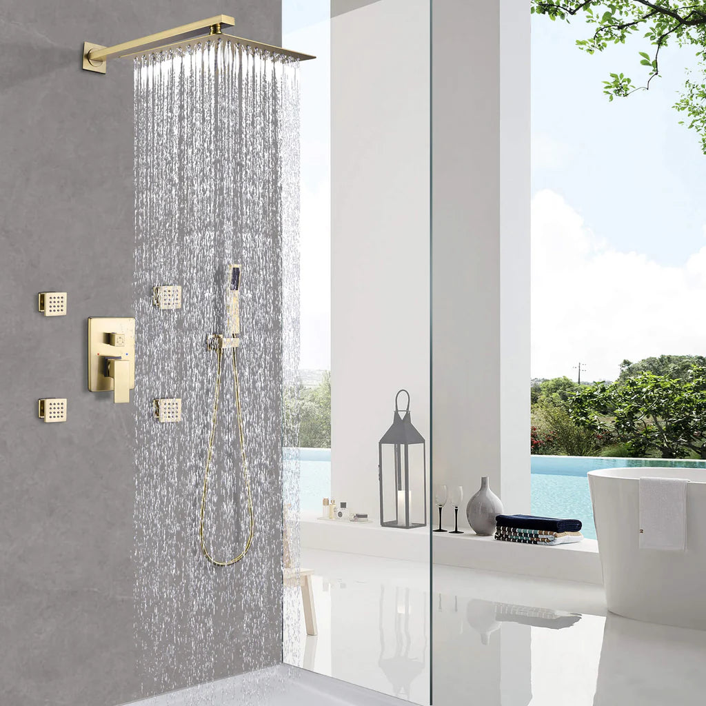 10 inch Single Handle Shower Faucet Set with 4 PCS Shower Body Sprayer Jets