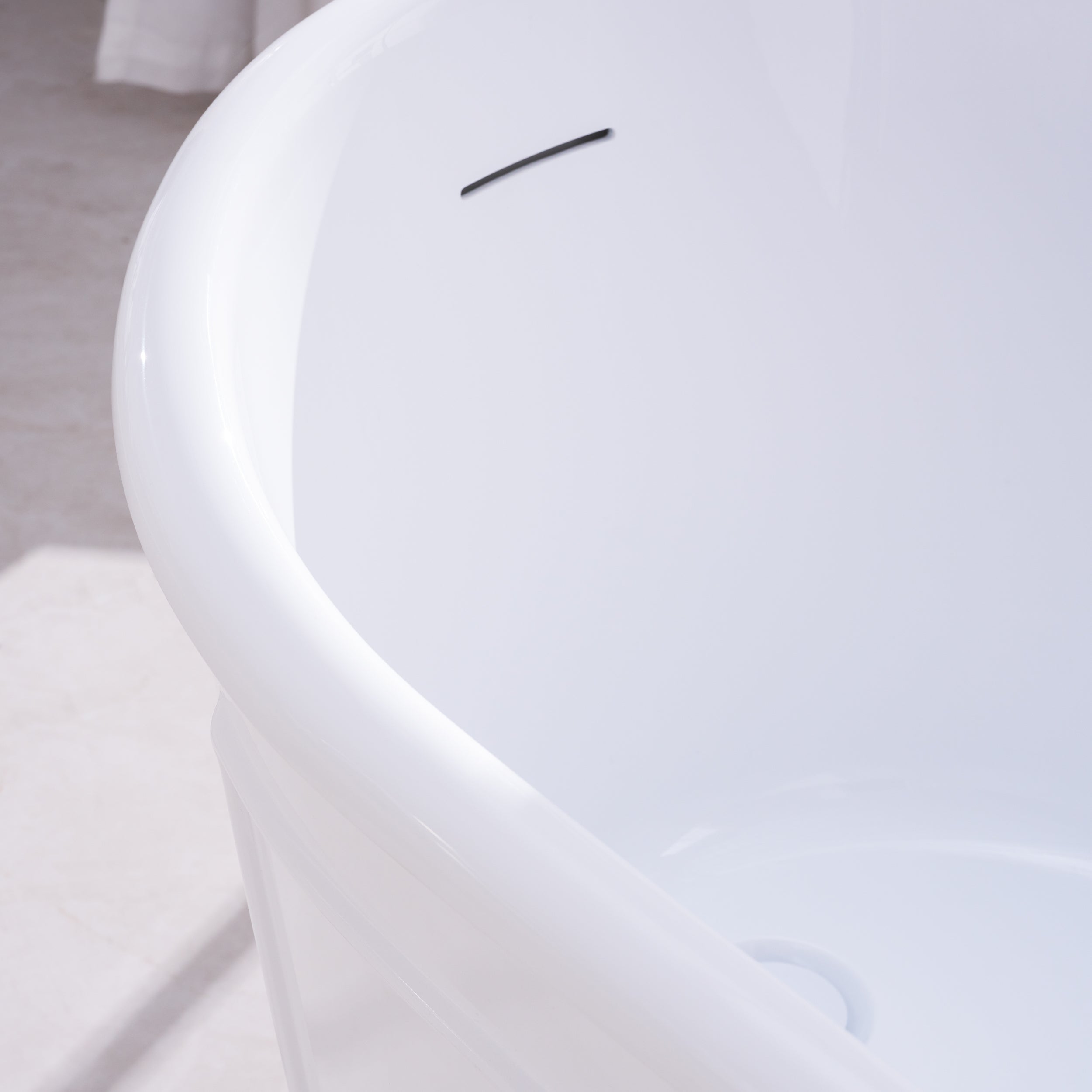66" Glossy White Acrylic Freestanding Bathtub with Integrated Slotted Overflow