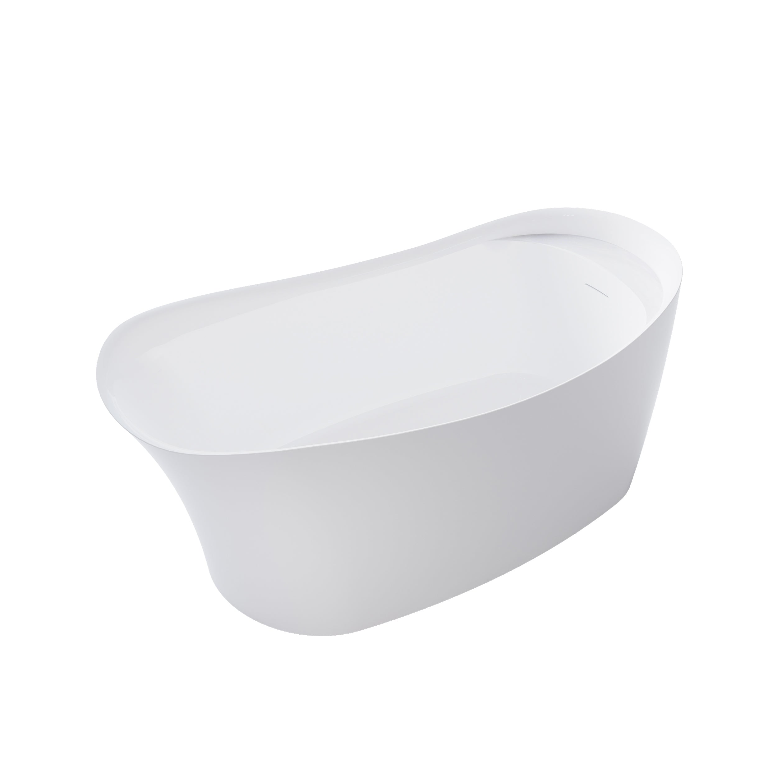 69" Freestanding Glossy White Acrylic Bathtub with Slotted Overflow and Drainer
