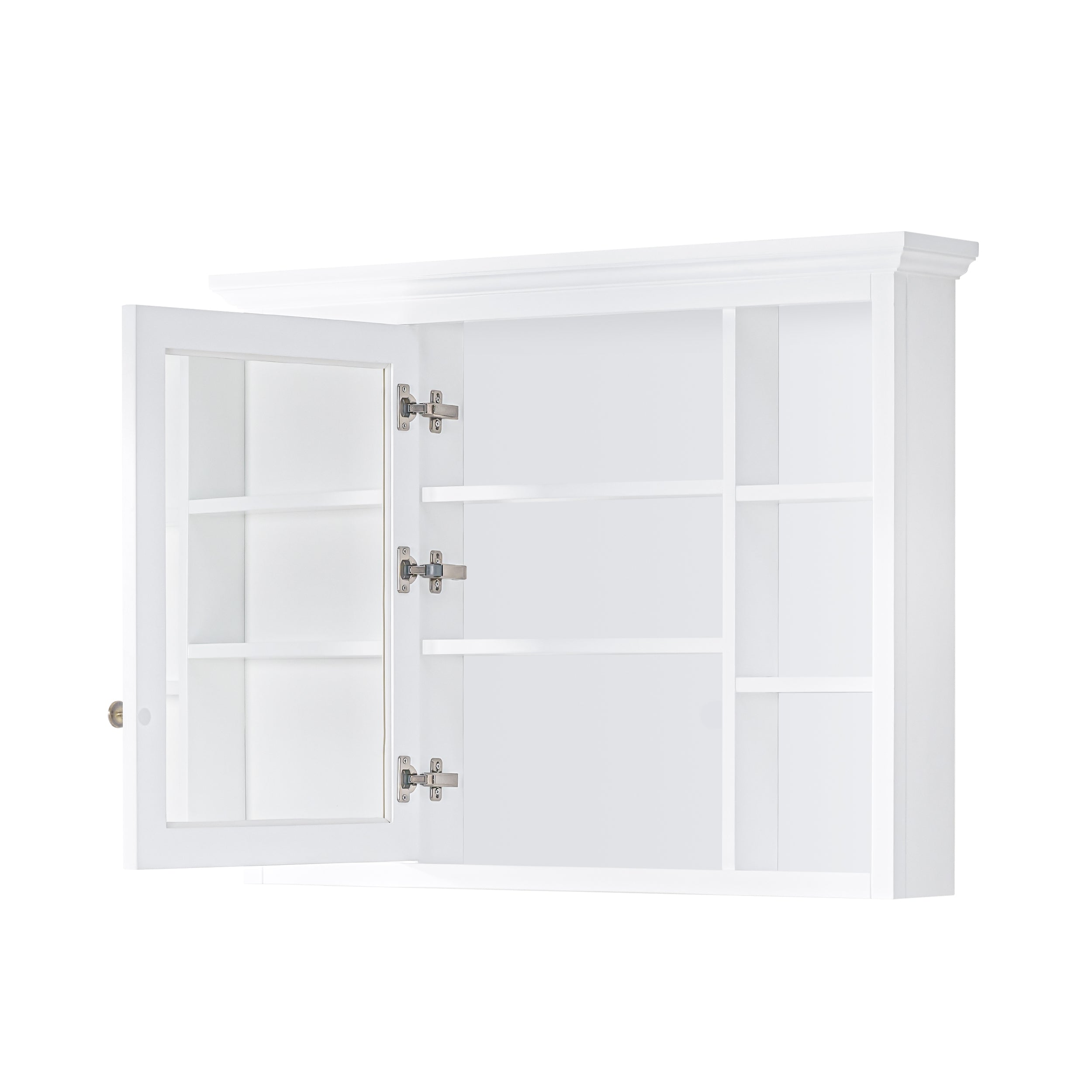 40 in. W x 30 in. H Rectangular White Solid Wood Surface-Mount Medicine Cabinet with Mirror