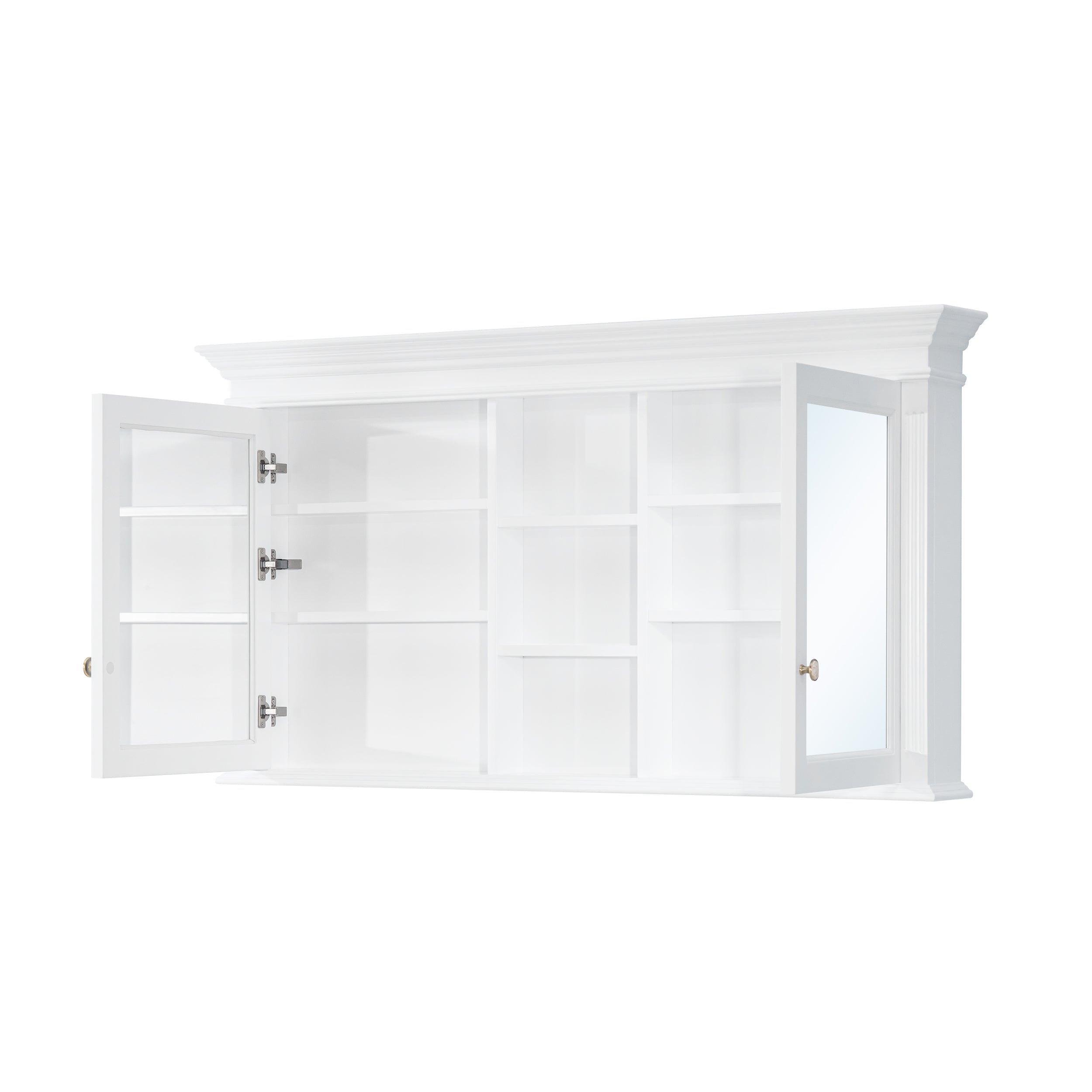 55 in. W x 30 in. H Rectangular Solid Wood Surface-Mount Medicine Cabinet with Mirror in White