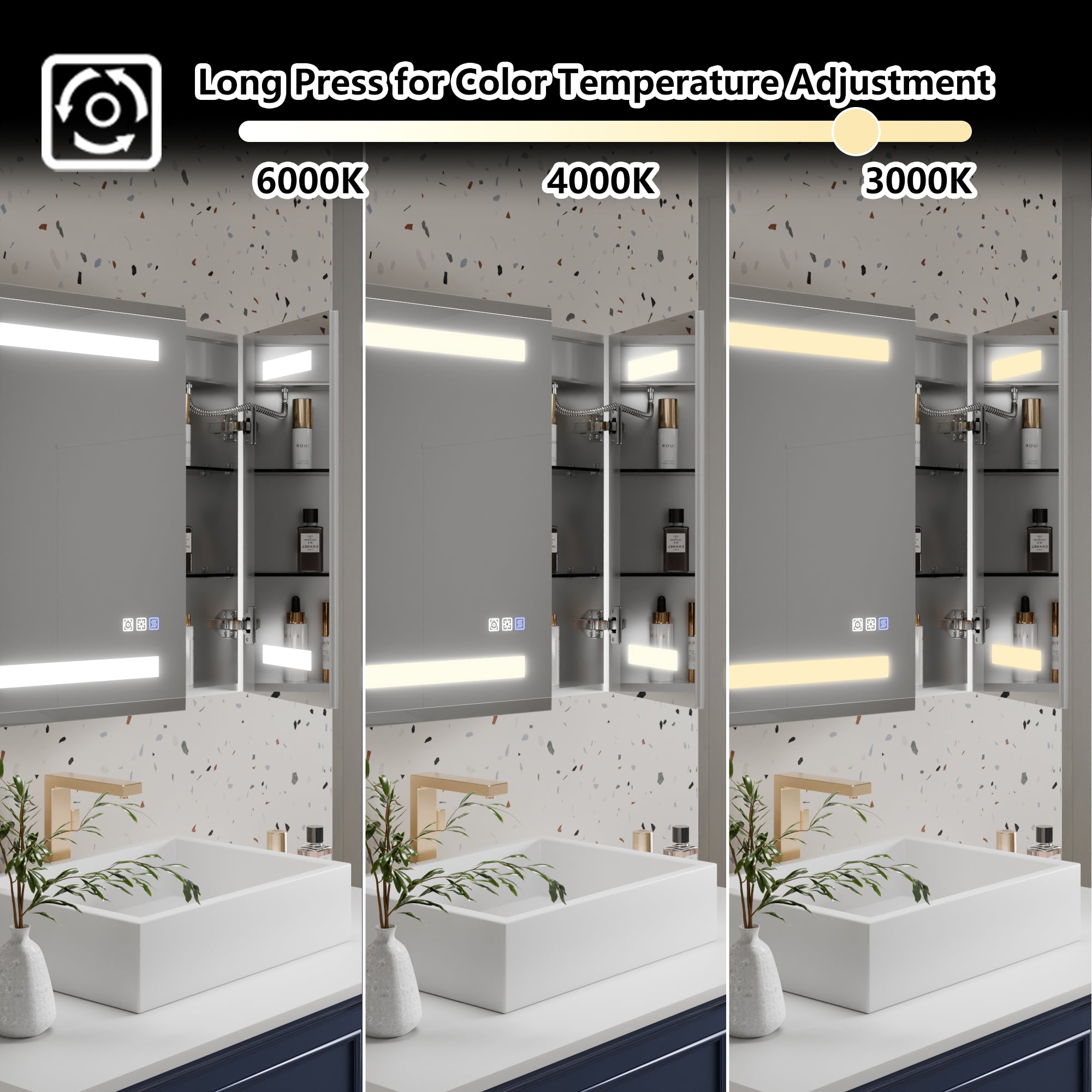 30 in. x 24 in. Aluminum Beveled Edge LED Medicine Cabinet, Recessed/Surface Mount