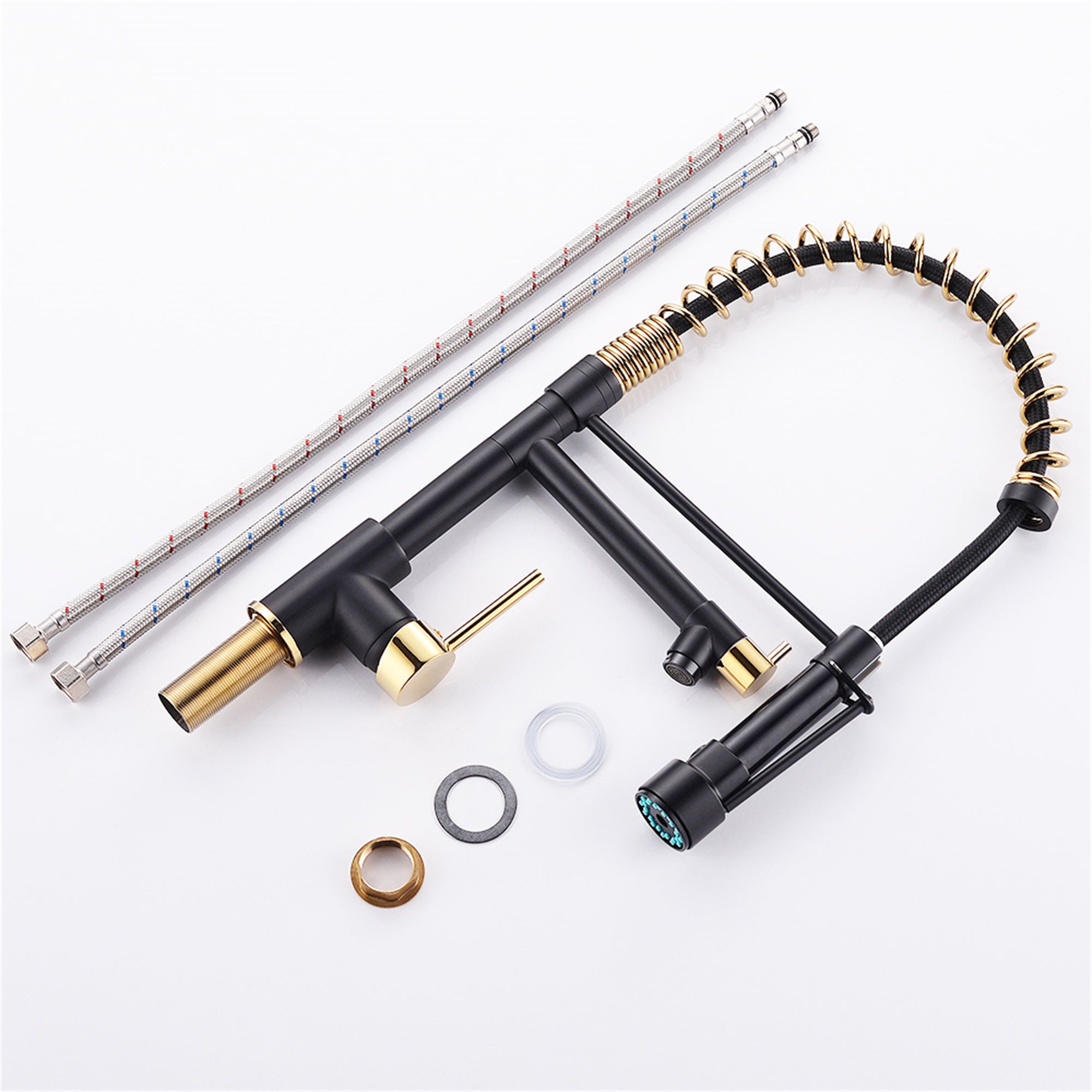 Modern Pull-down Single Handle Kitchen Faucet with Two Nozzles