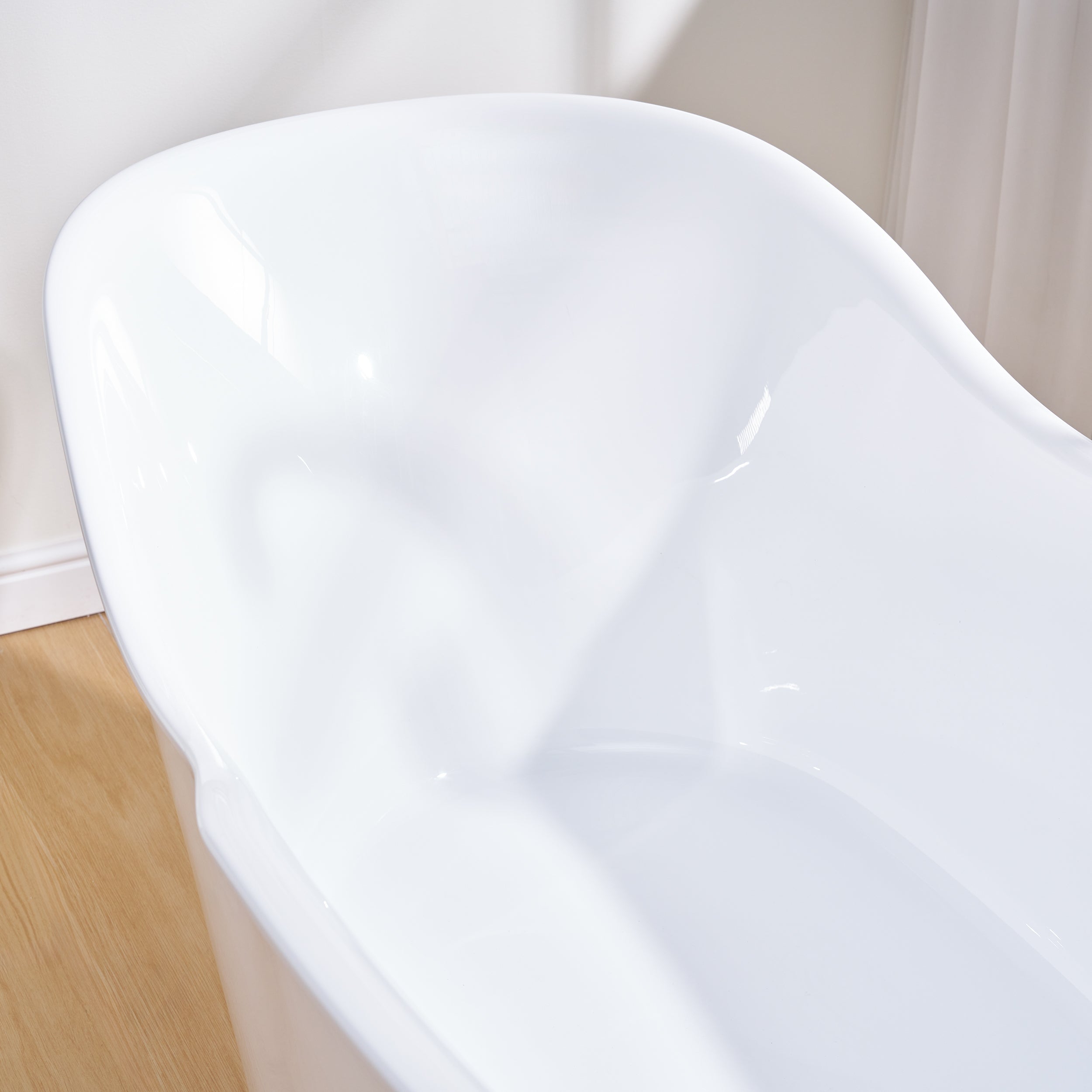 66" Freestanding Acrylic Bathtub Glossy White with Overflow and Drainage