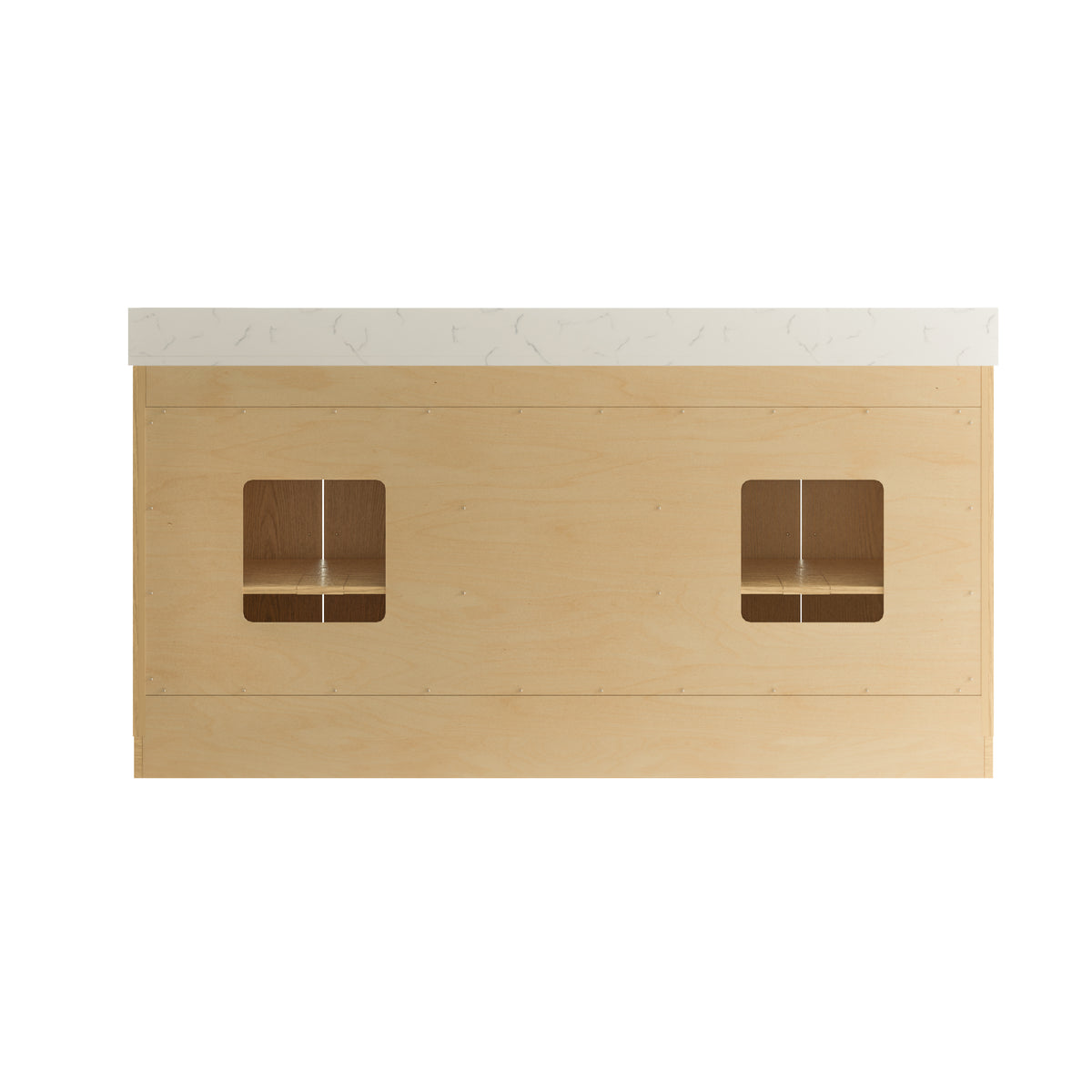 72 Inch Freestanding Solid Wood & Plywood Bathroom Vanity with Soft-Close Drawers, Carrara White Quartz Countertop, Oak