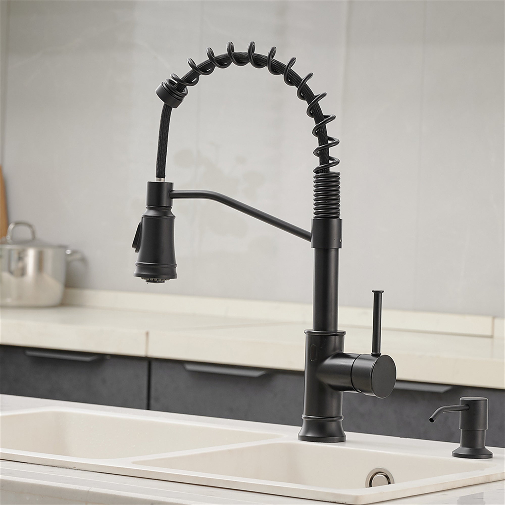 Single Handle Touchless Gooseneck Pull Down Sprayer Kitchen Faucet with Dual Function