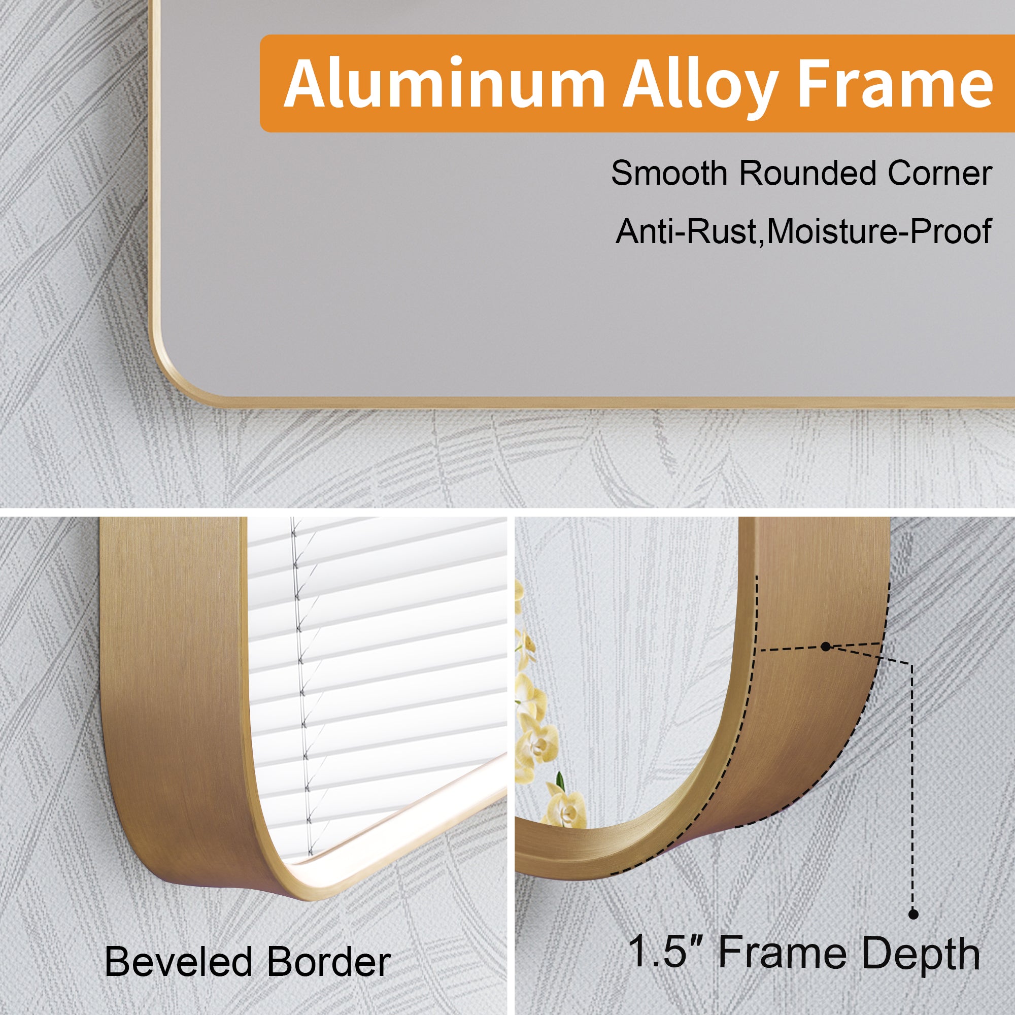 28 in. W x 36 in. H Arched Aluminum Framed Wall Bathroom Vanity Mirror in Brushed Gold