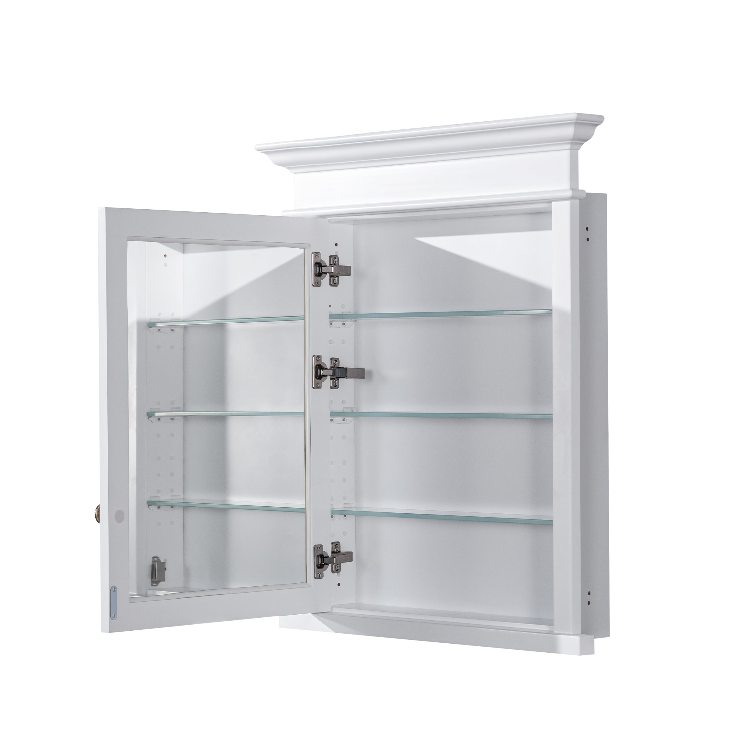 26 in.W x 32 in.H Solid Wood Recessed Bathroom Medicine Cabinet with Mirror in White