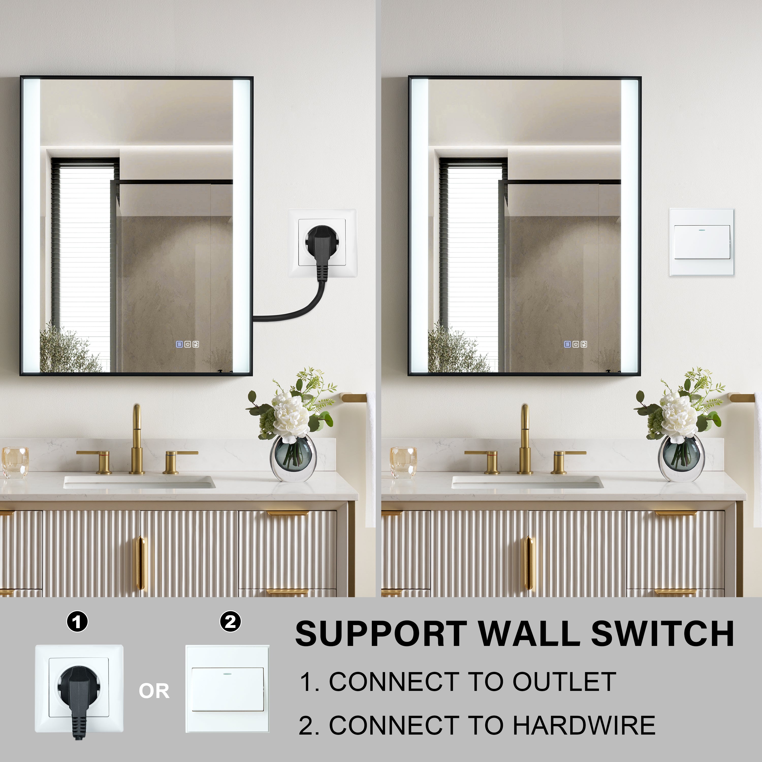28 in. x 36 in. LED Light Bathroom Mirror with Anti-Fog Function