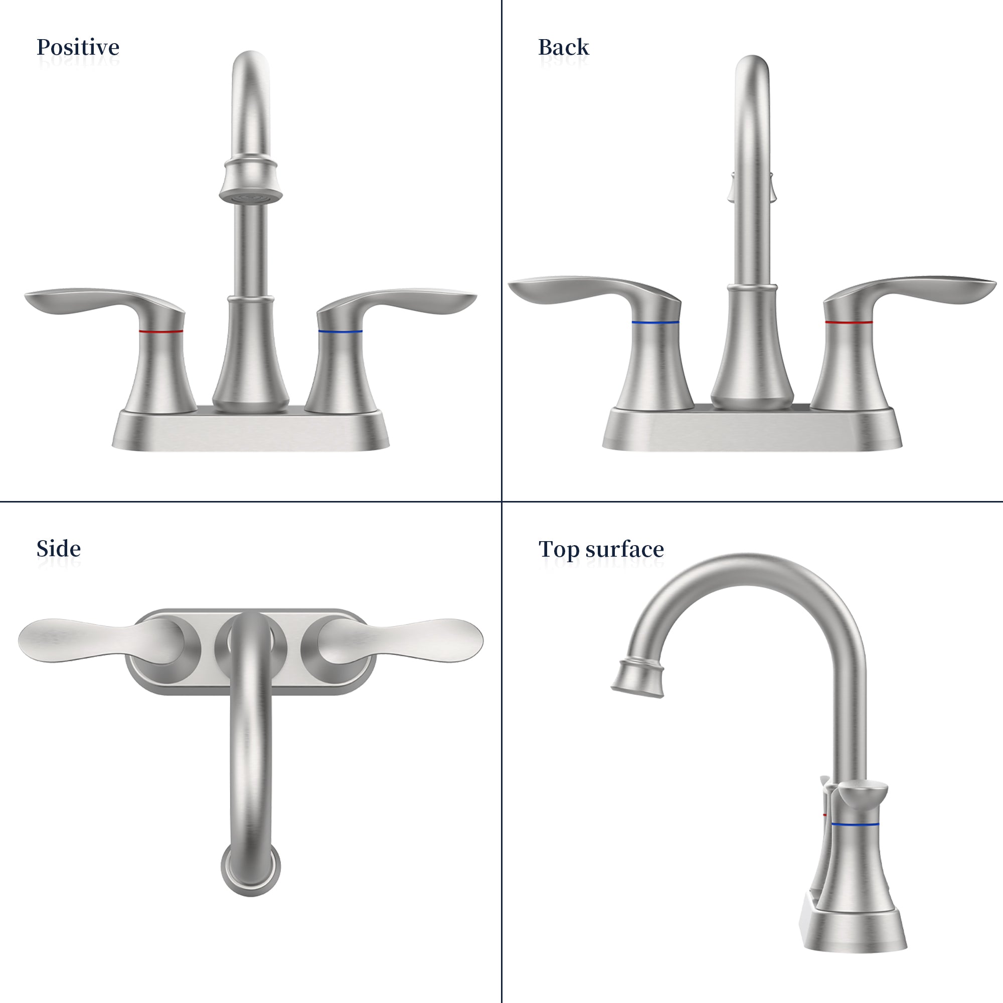 4 in. Centerset Double Handle High Arc Bathroom Faucet with Drain Kit Included