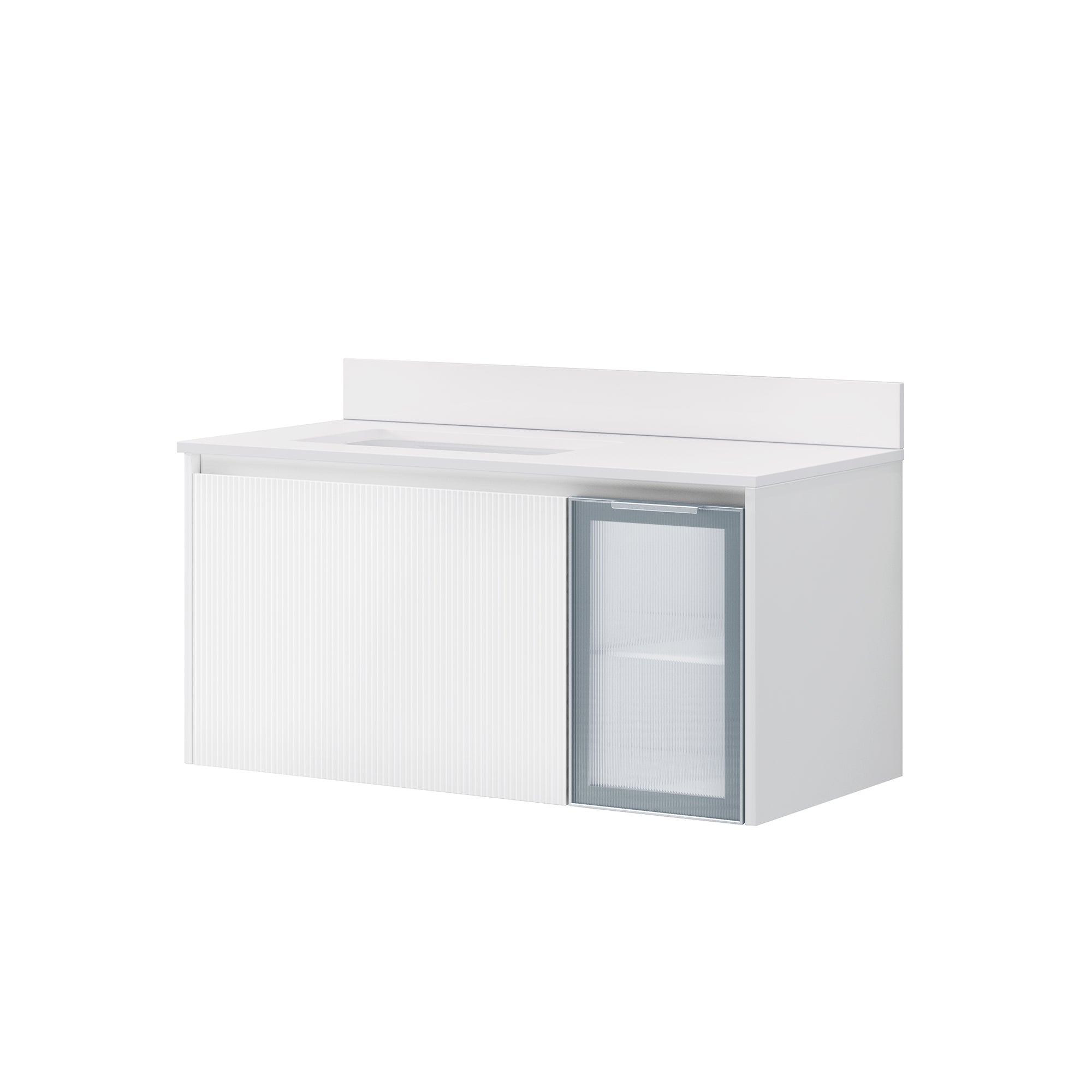 40 in. White Floating Bathroom Vanity with Carrara White Quartz Vanity Top