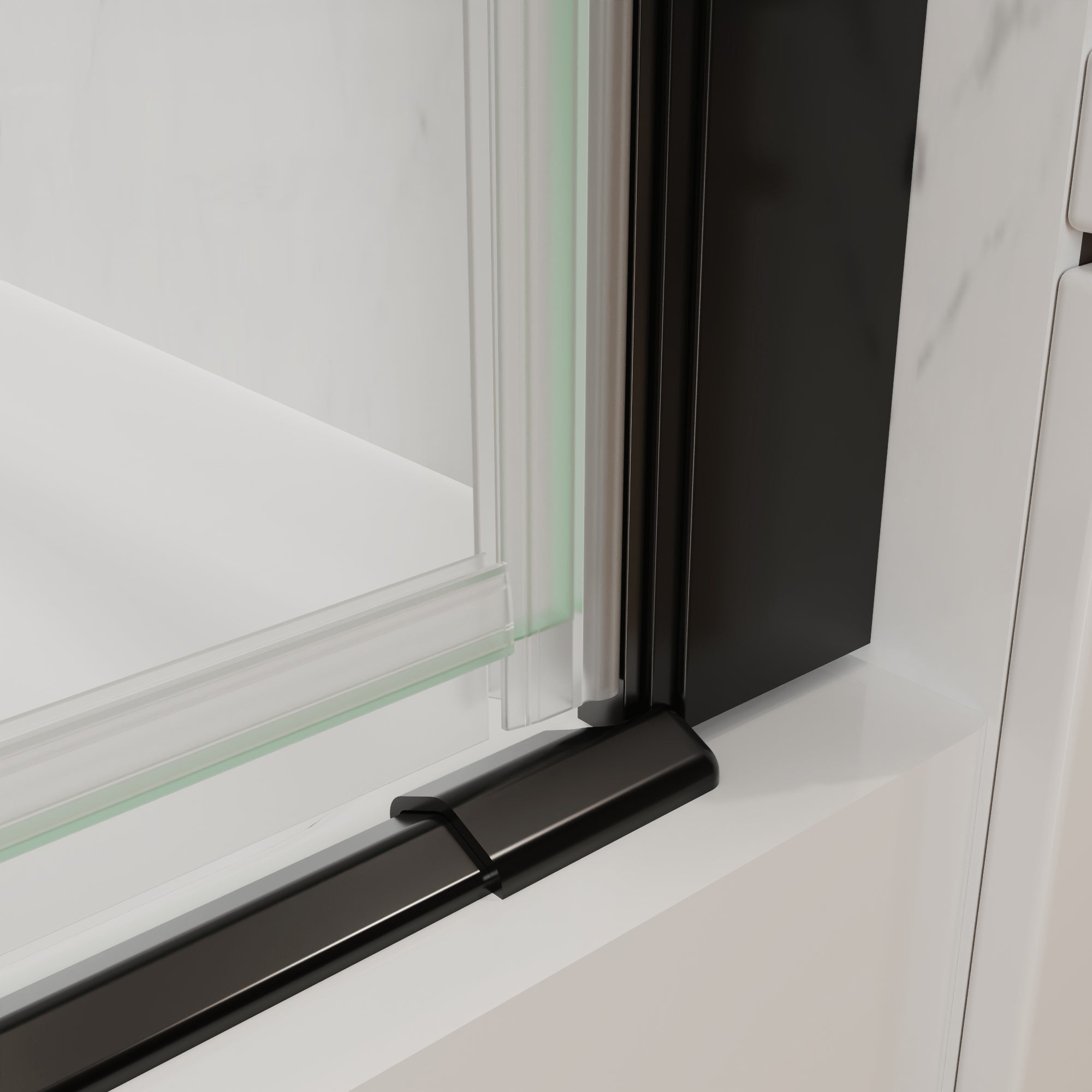 32-34 in. W x 72 in. H Semi-Frameless Pivot Shower Door with 1/4 in SGCC Tempered Glass, Reversible Installation, Matte Black
