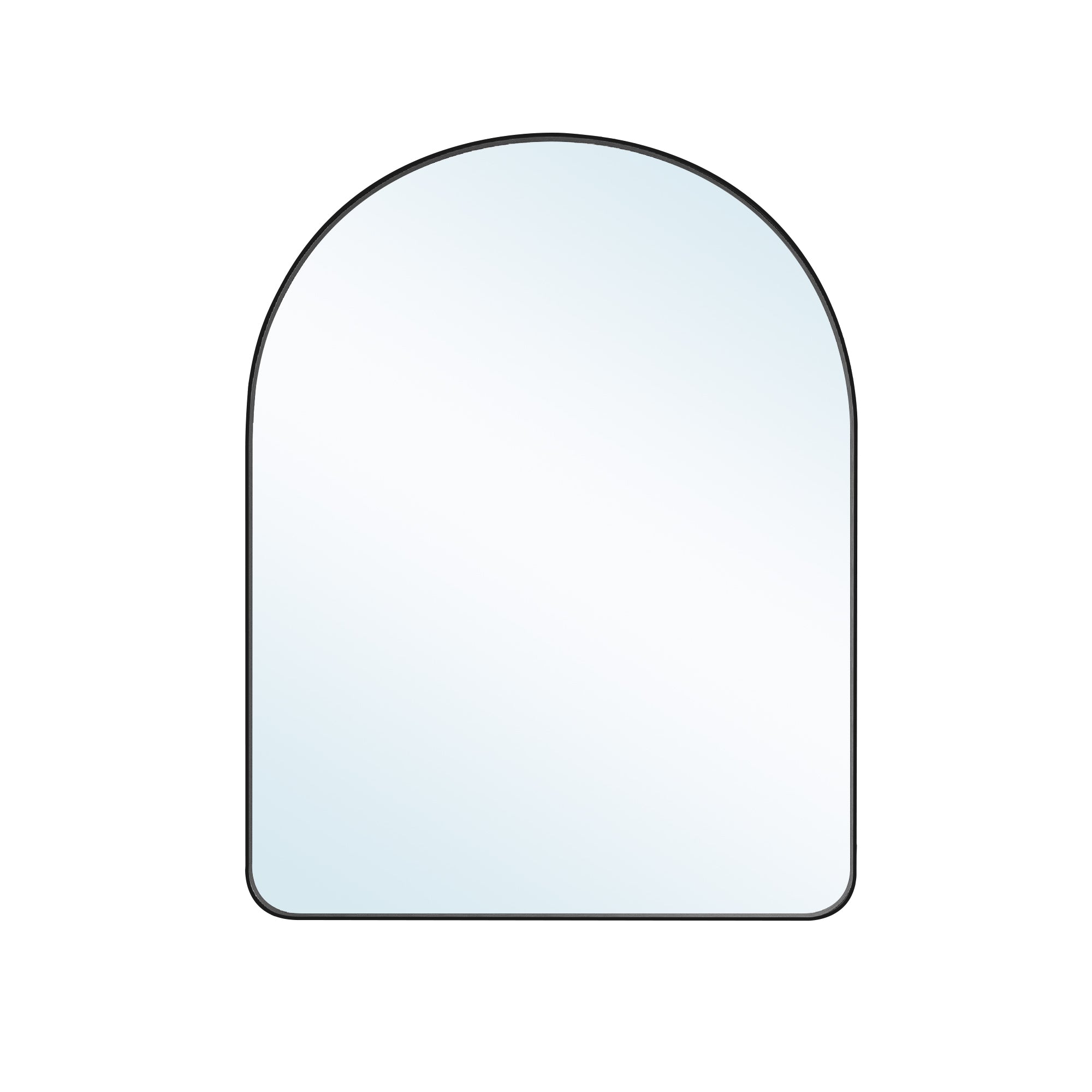 28 in. W x 36 in. H Arched Aluminum Framed Wall Bathroom Vanity Mirror in Matte Black