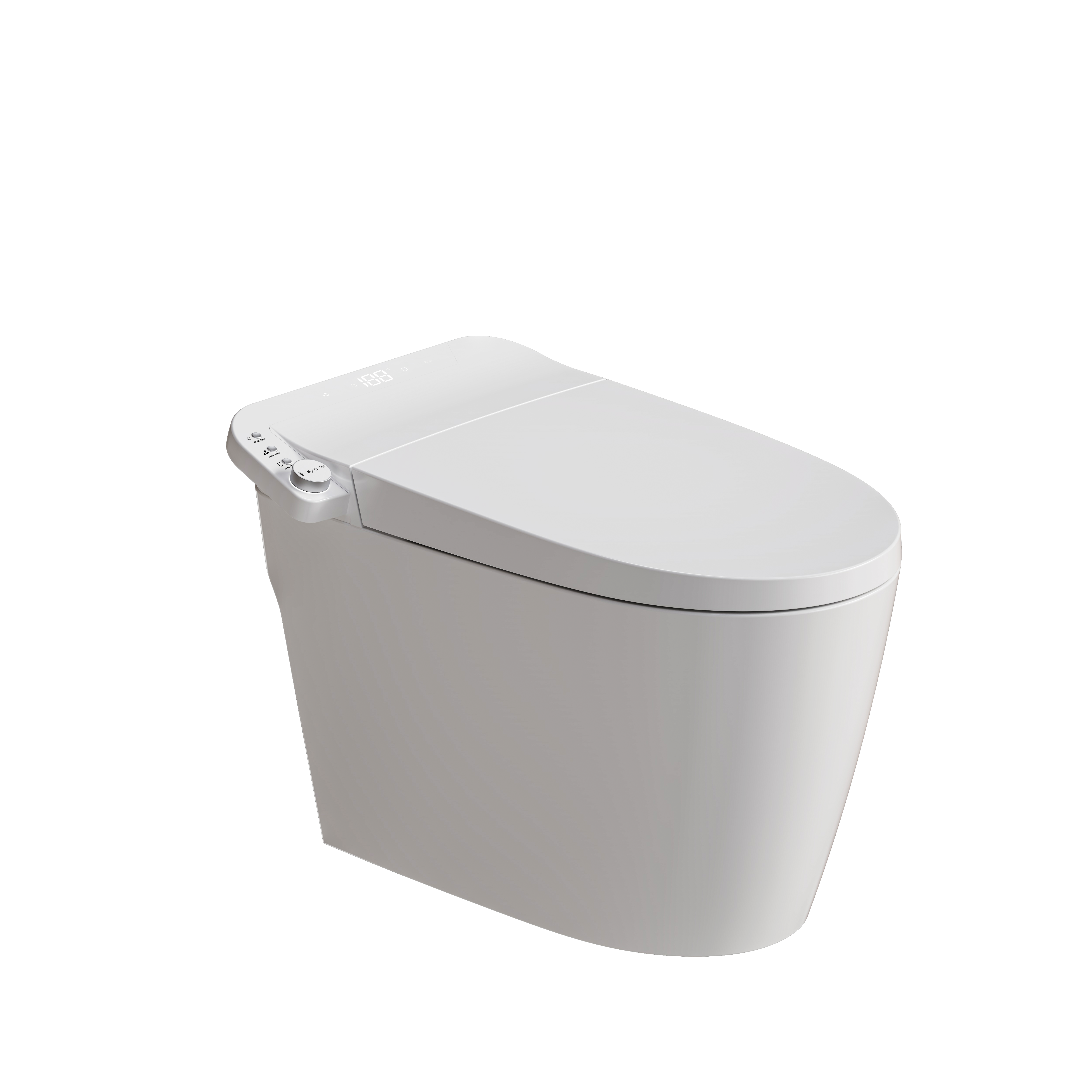 Smart Bidet Toilet in White with One-Click Knob, Foot Sensor Function, Auto Flush, LED Display