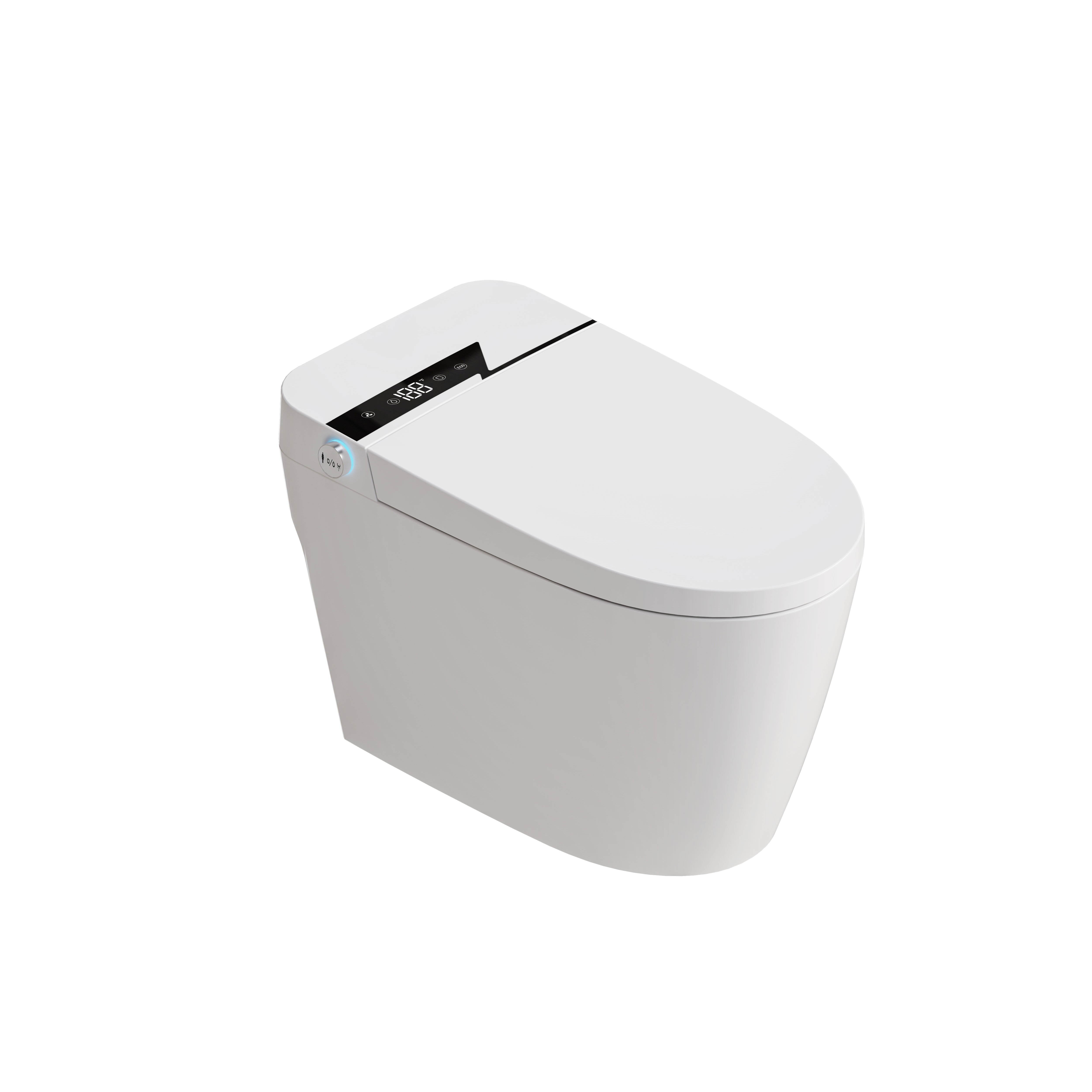 Smart Bidet Toilet with One-Click Knob, Foot Sensor Function, Auto Flush, LED Display in White