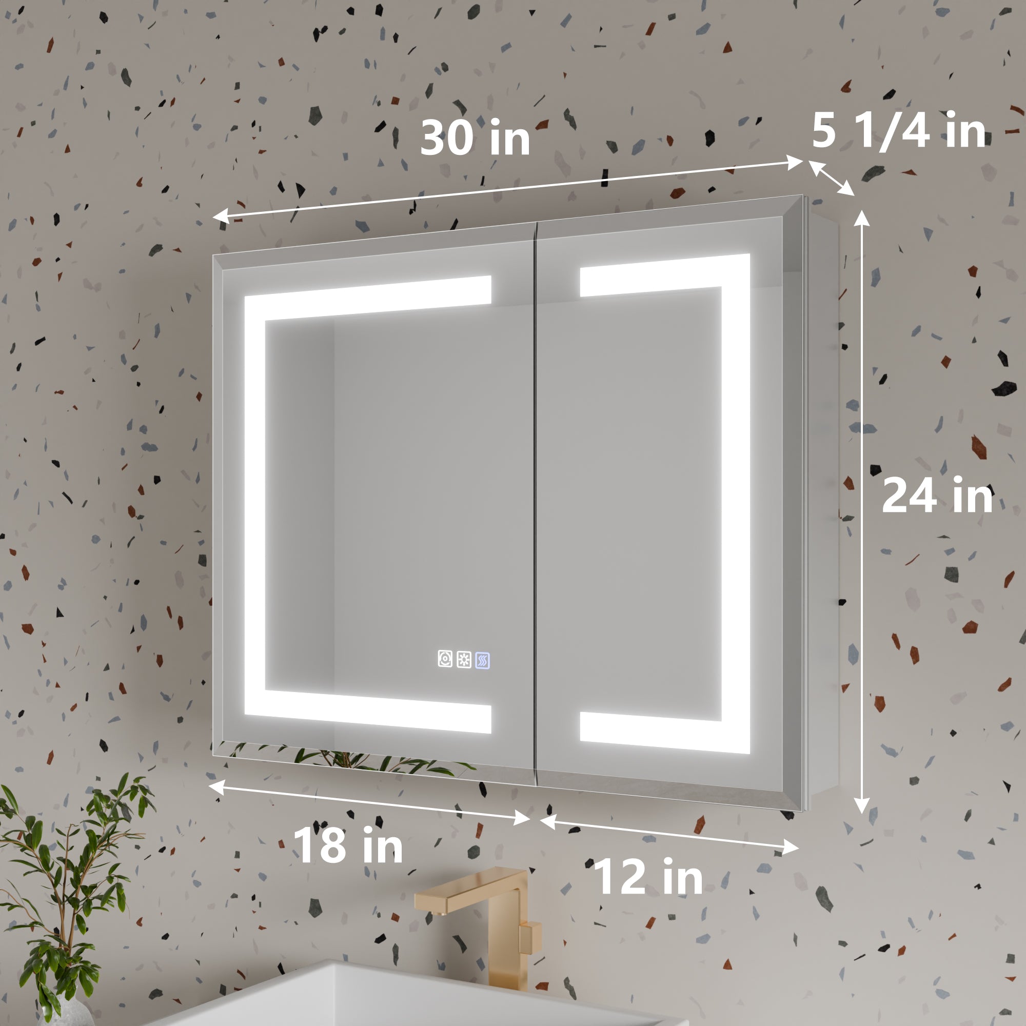 30 in. x 24 in. Aluminum Beveled Edge LED Medicine Cabinet, Recessed/Surface Mount