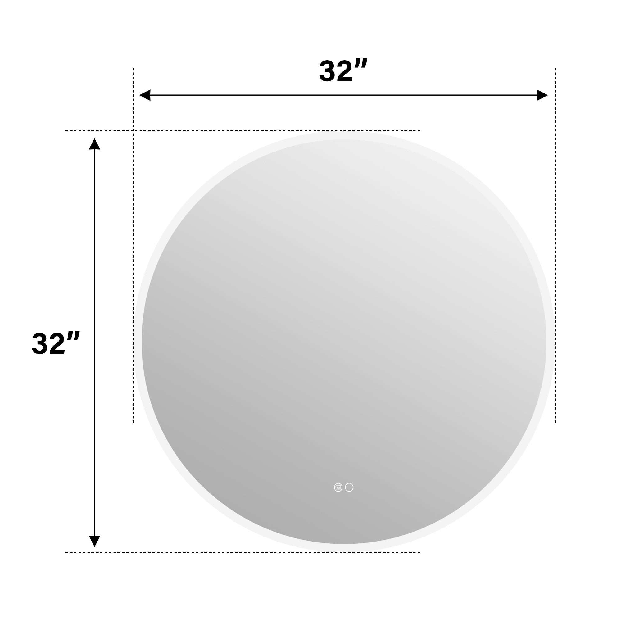 32" Round Frameless LED Bathroom Vanity Mirror, Dimmable & Anti-Fog, Frontlit & Backlit, Wall Mounted