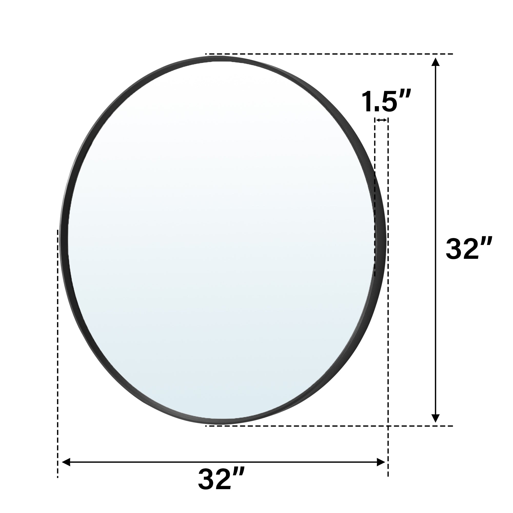 32 in. W x 32 in. H Black Modern Bathroom Mirror Round Framed Aluminum Wall Mirror