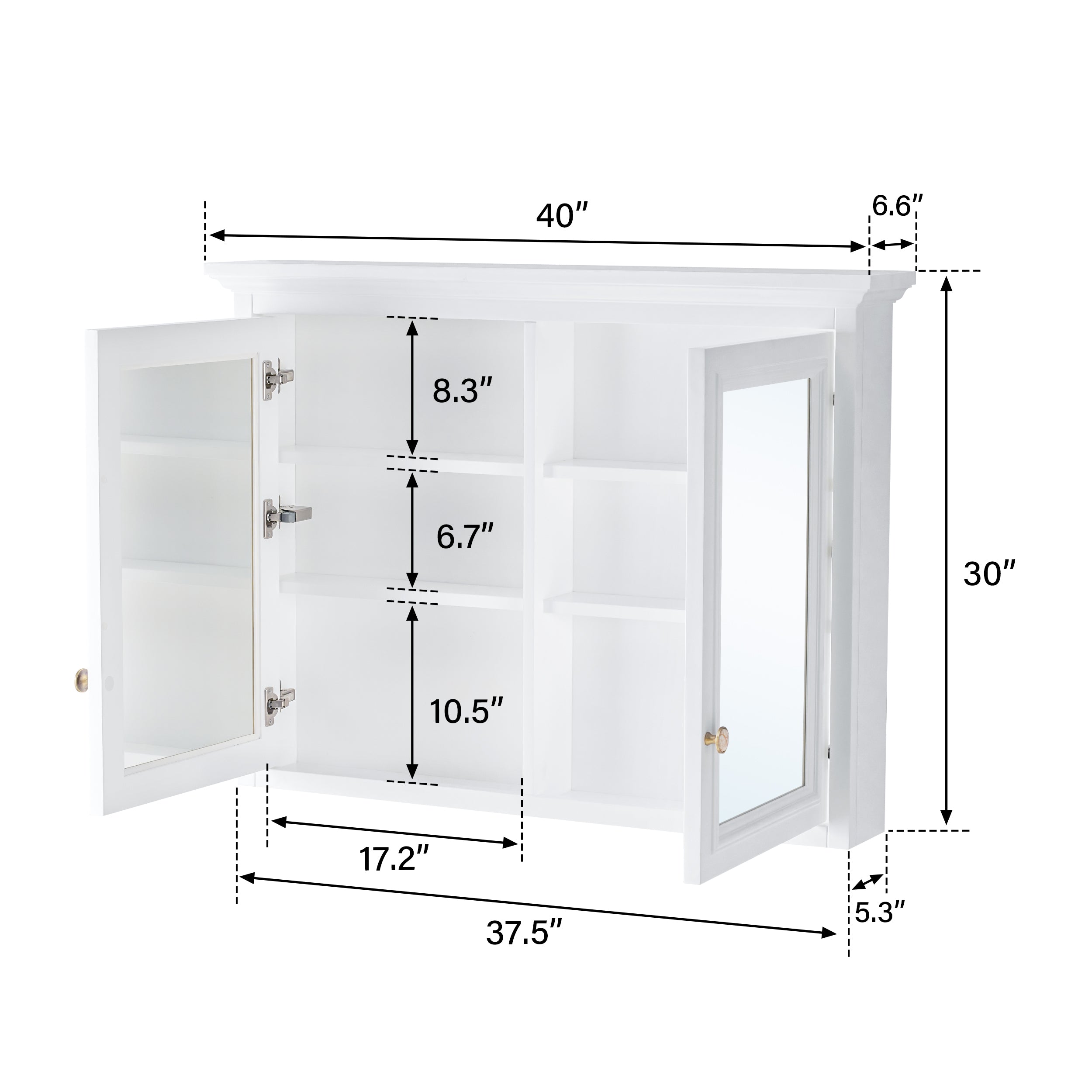 40 in. W x 30 in. H Solid Wood Surface-Mount Medicine Cabinet with Mirror, Z-Bar Hangs Vertically