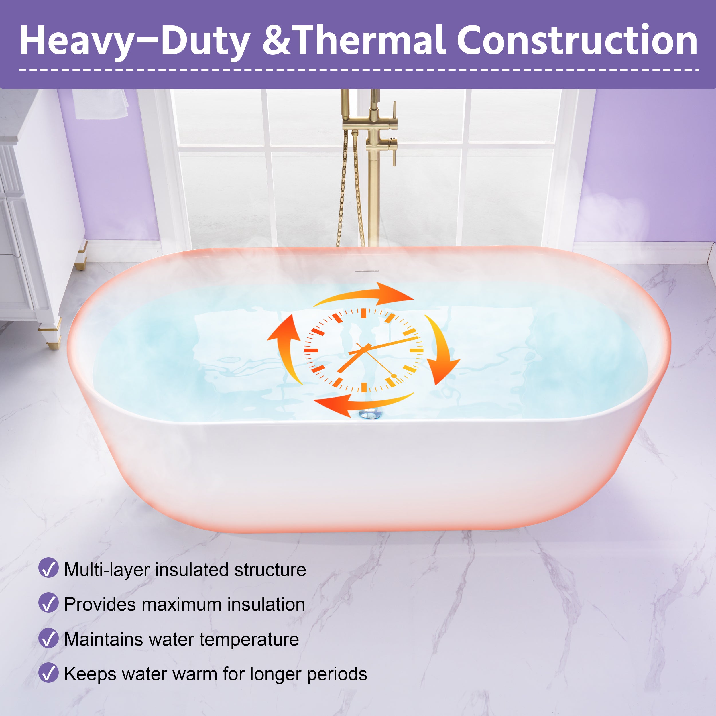 67" Freestanding Glossy White Acrylic Bathtub with Integrated Overflow and Chrome Drain