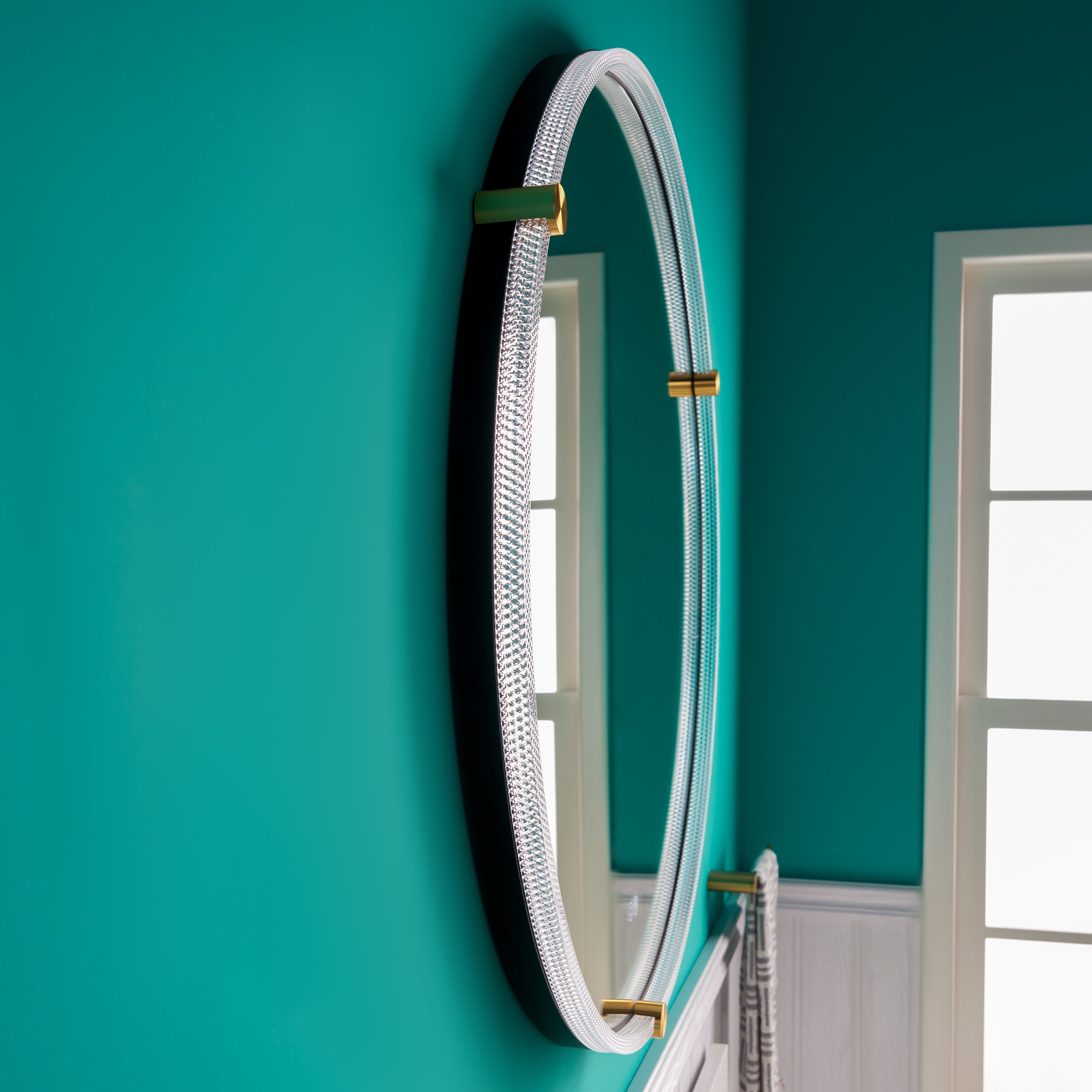 32 in. W x 32 in. H Framed Round LED Light Bathroom Vanity Mirror with Defogging Function