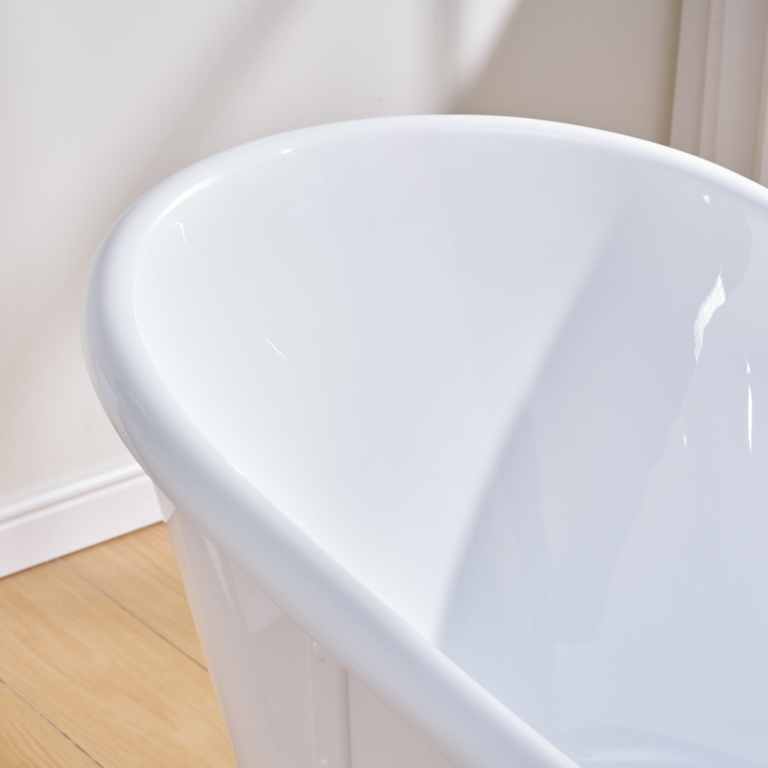66" Freestanding Glossy White Acrylic Bathtub with Slotted Overflow and Drain