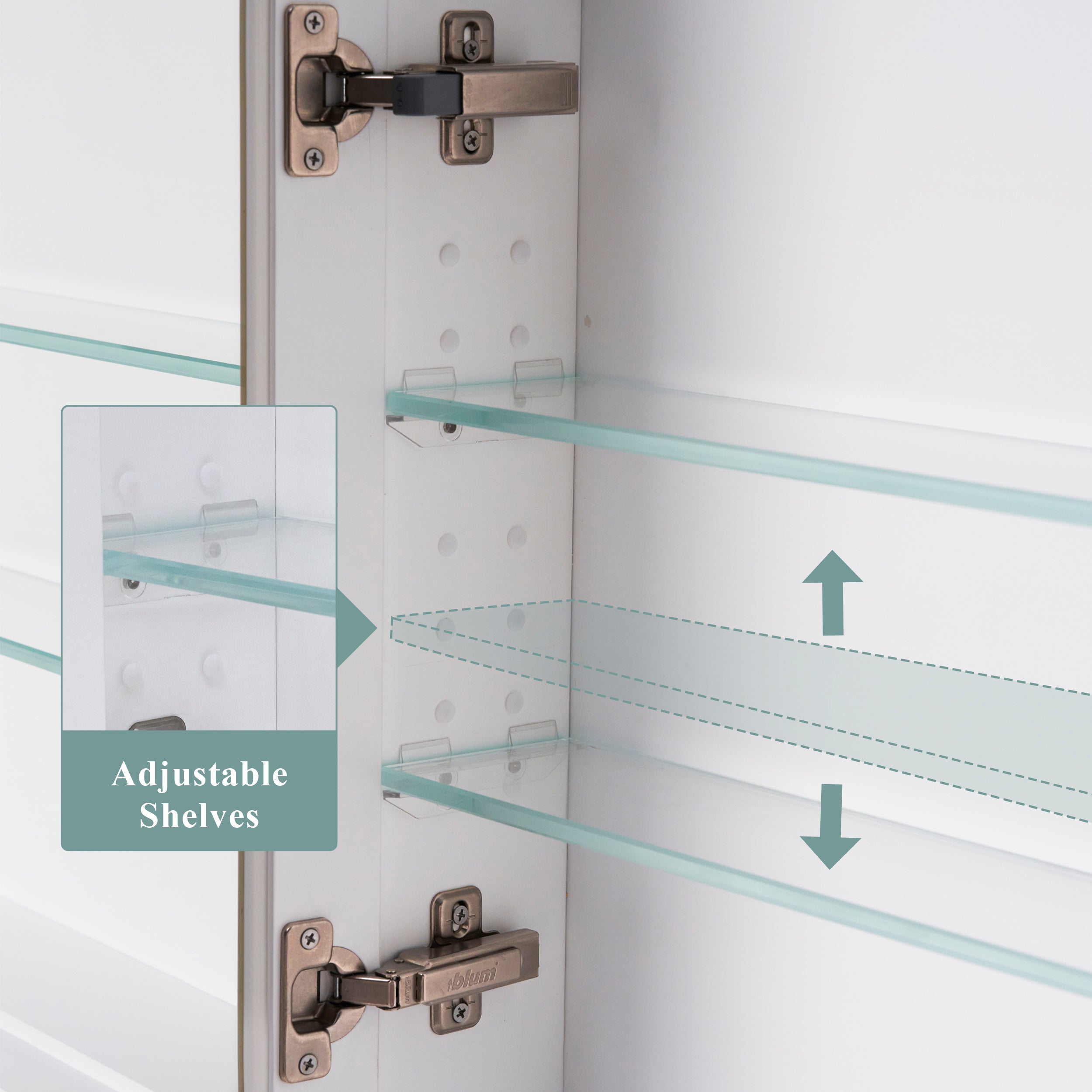 48 in.W x 32 in.H Recessed Solid Wood Bathroom Medicine Cabinet with Mirror in White