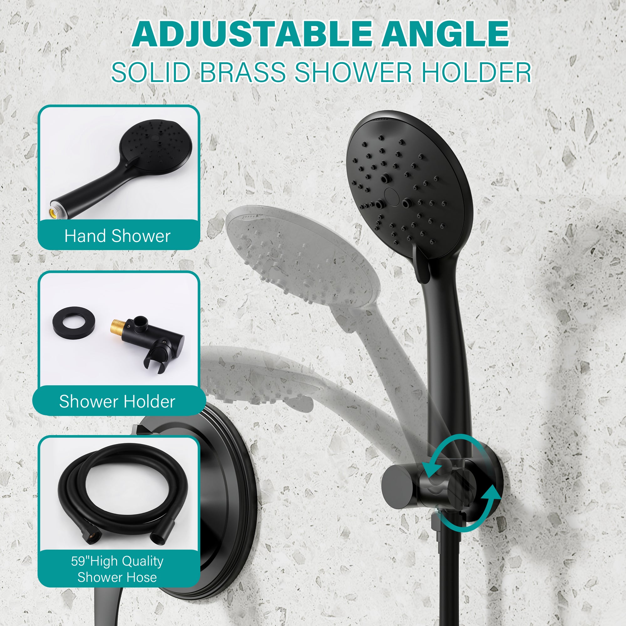 9inch/ 10inch/ 12inch 2-Spray Patterns with 1.8 GPM Wall Mount Dual Shower Heads with Hand Shower