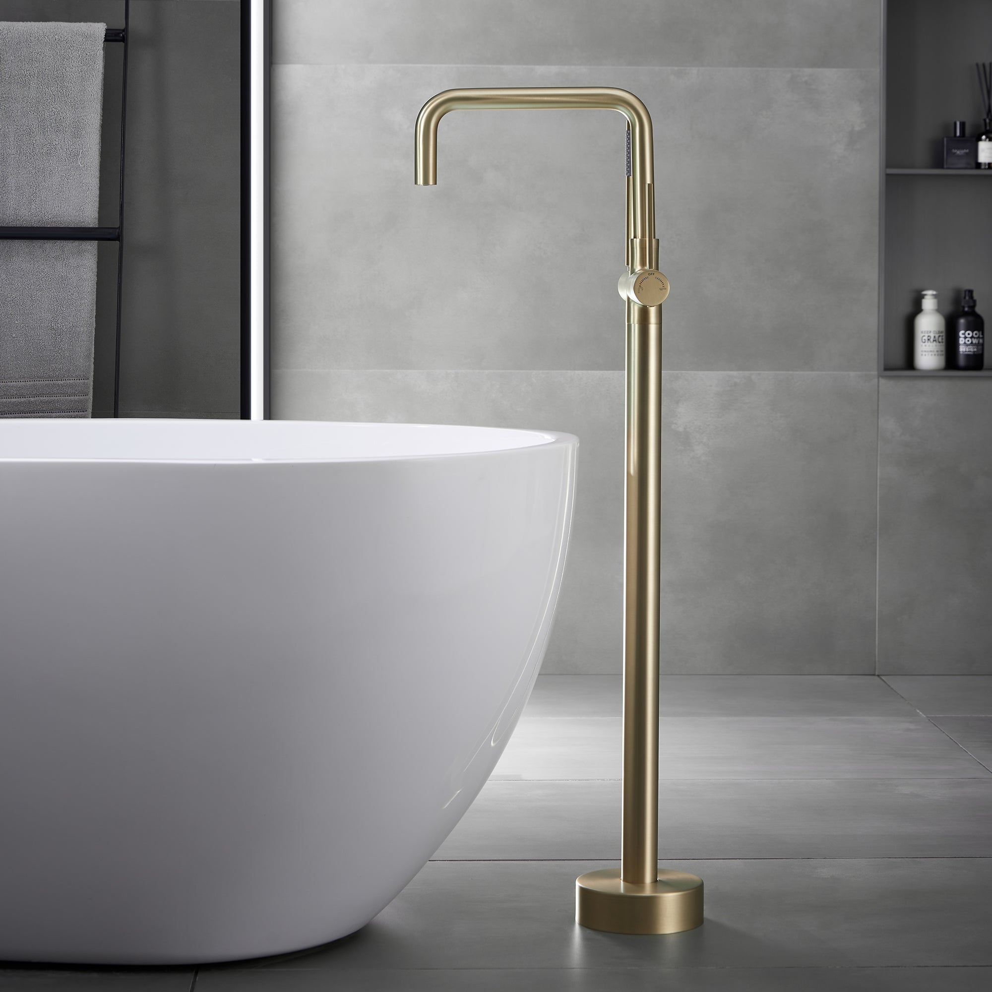 Floor Mounted Freestanding Clawfoot Tub Faucet With Handshower