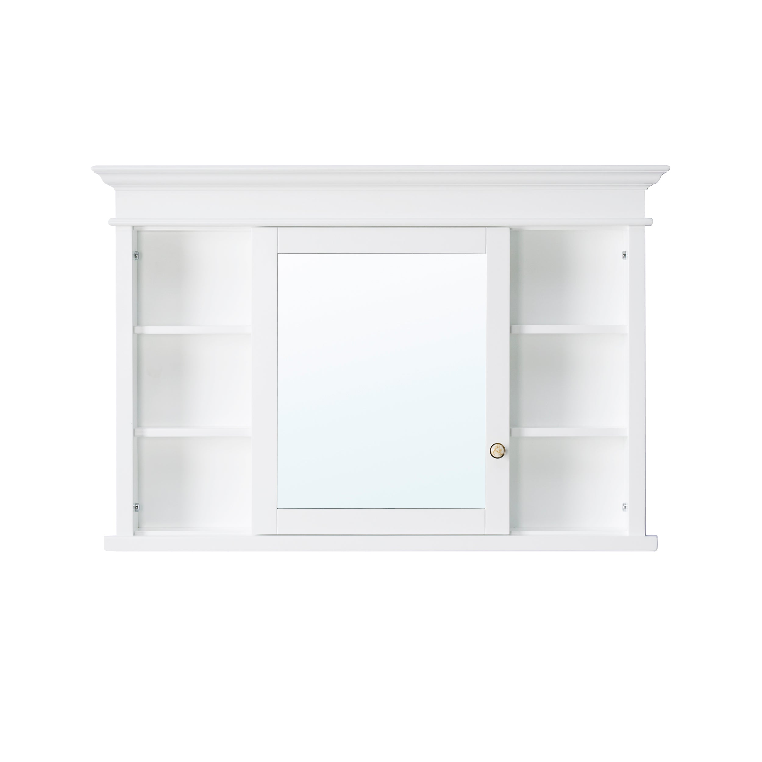 48 in.W x 32 in.H Recessed Solid Wood Bathroom Medicine Cabinet with Mirror in White