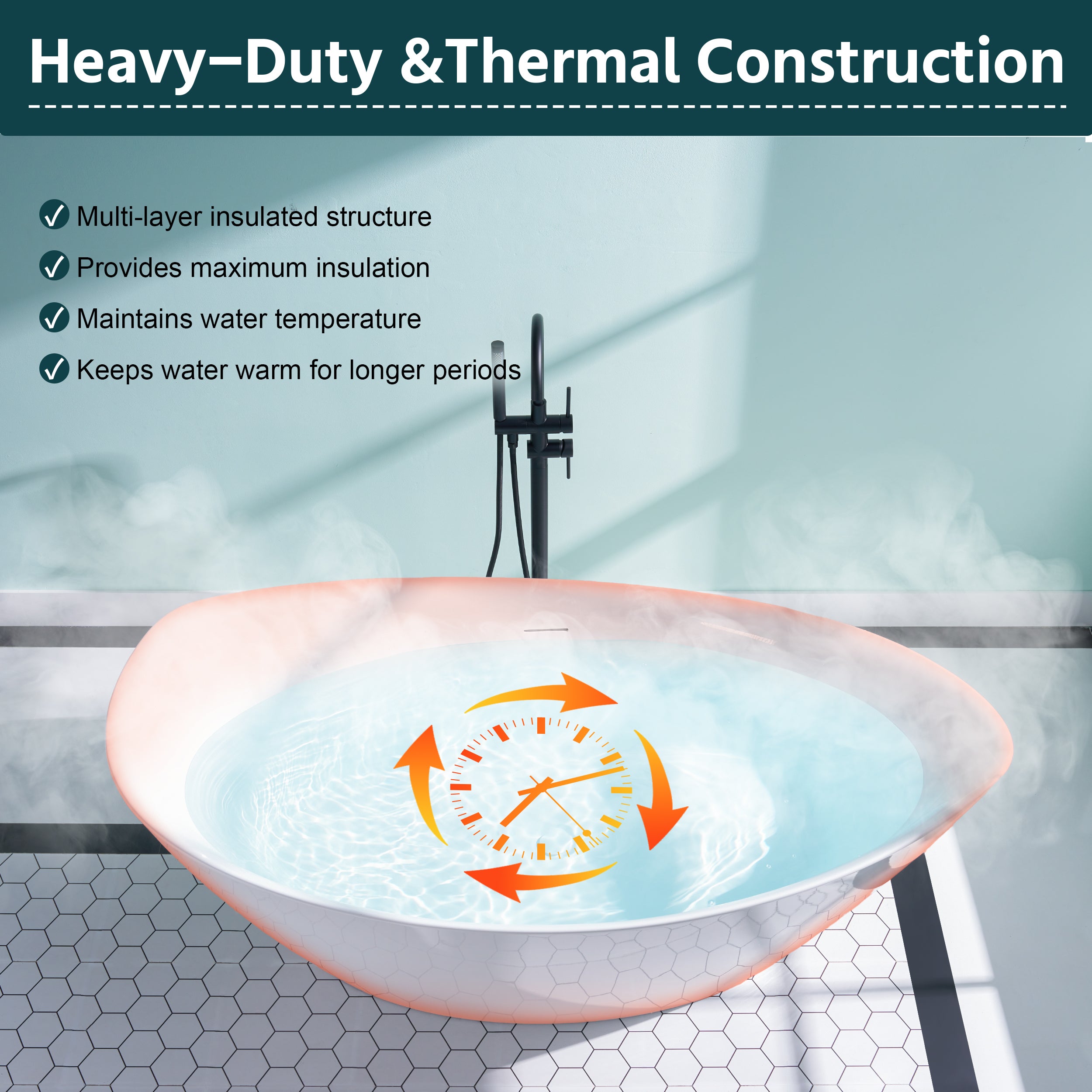 70" Freestanding Glossy White Acrylic Bathtub with Overflow and Drain