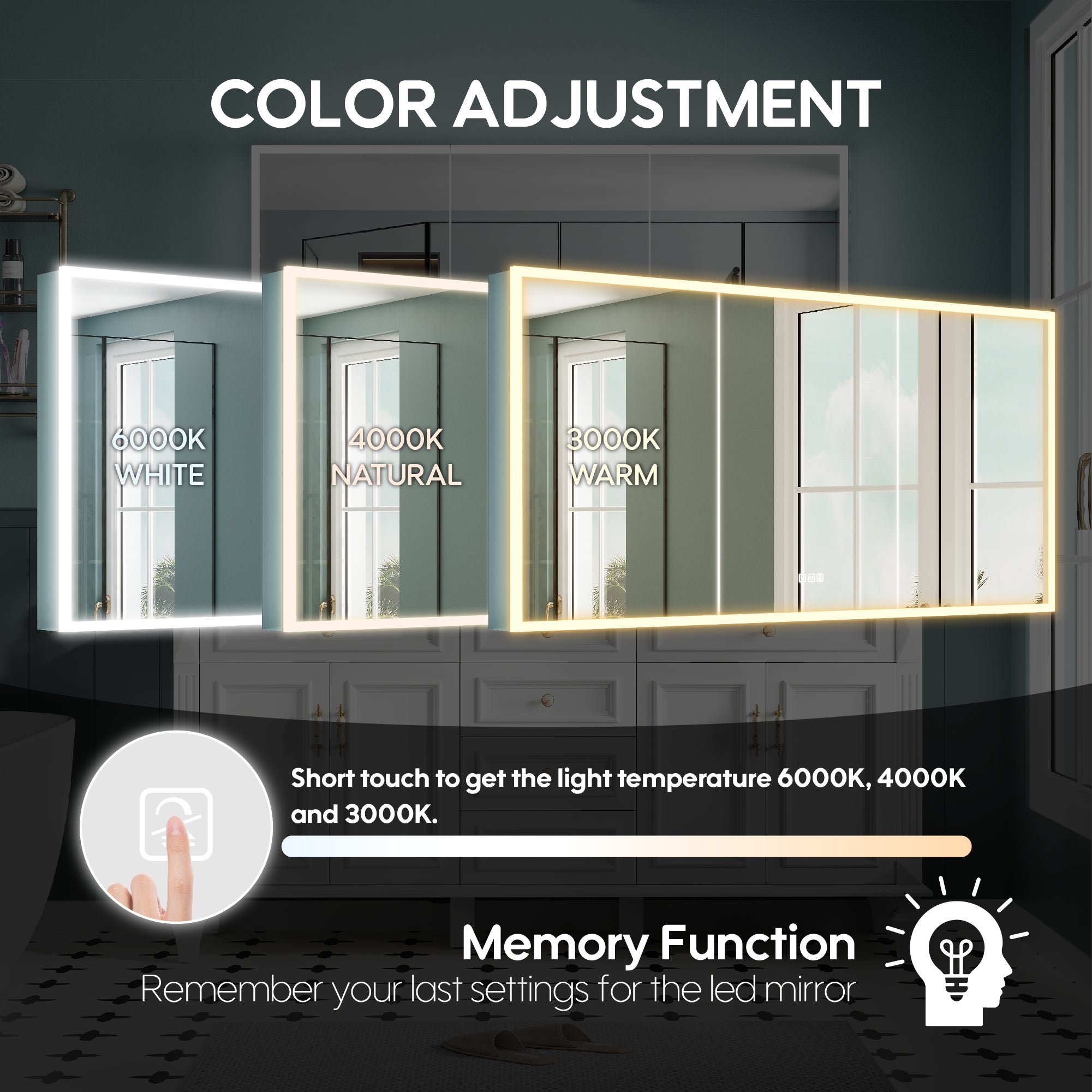 60 in. x 30 in. Rectangular Recessed/Surface Mount Medicine Cabinet with Mirror and LED Light