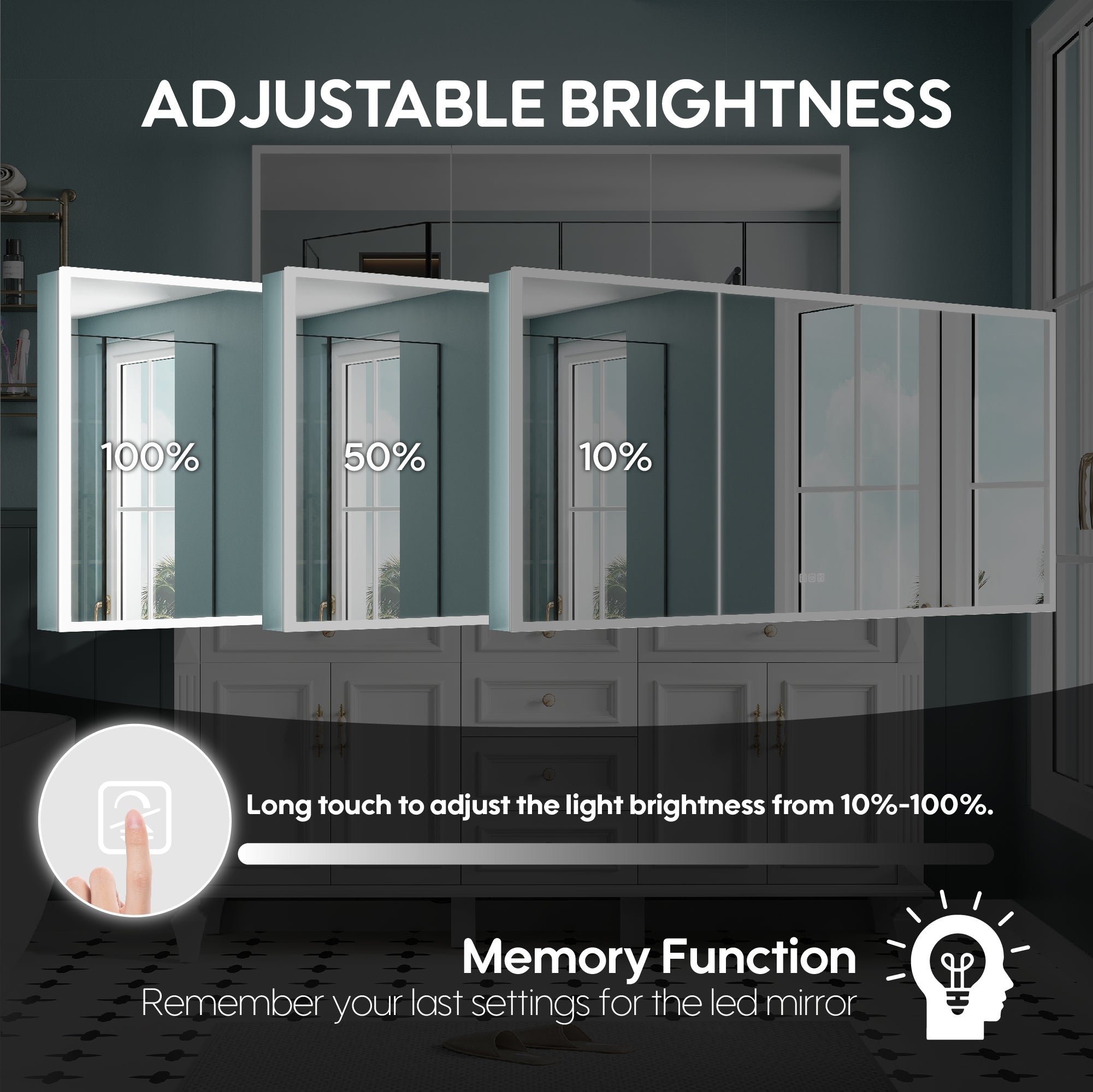 60 in. x 30 in. Rectangular Recessed/Surface Mount Medicine Cabinet with Mirror and LED Light