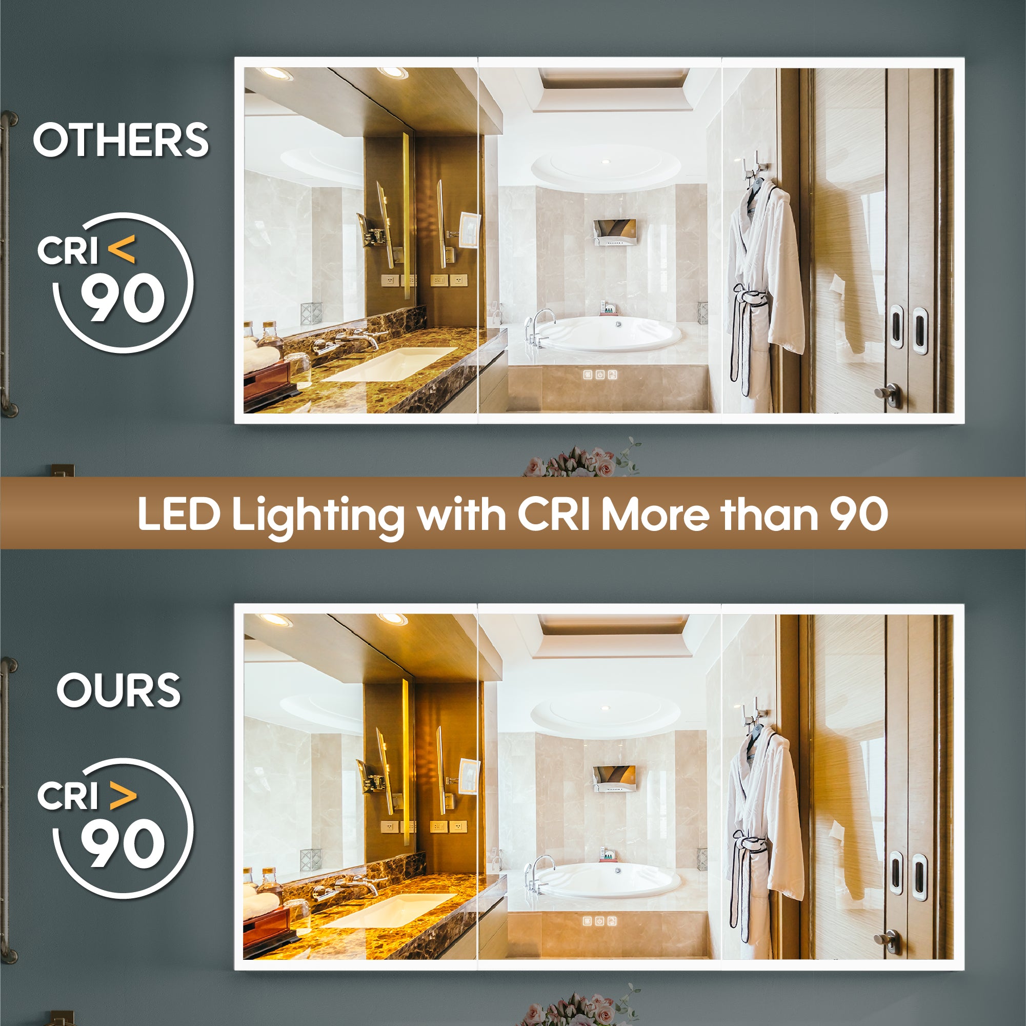 60 in. x 30 in. Rectangular Recessed/Surface Mount Medicine Cabinet with Mirror and LED Light