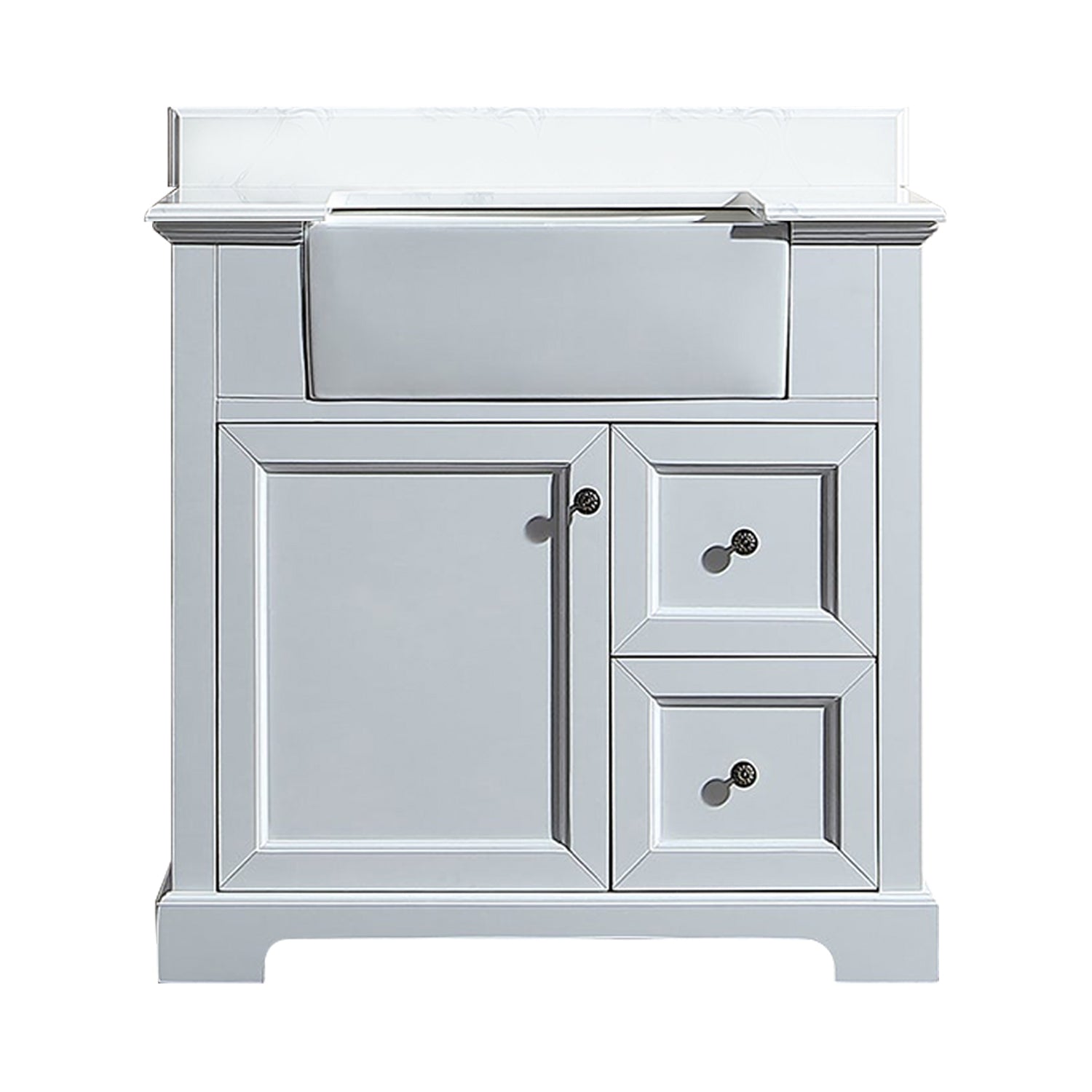 36 in. W x 22 in. D x 35 in. H Freestanding Bath Vanity Minimalist in White with White Quartz Top with White Basin