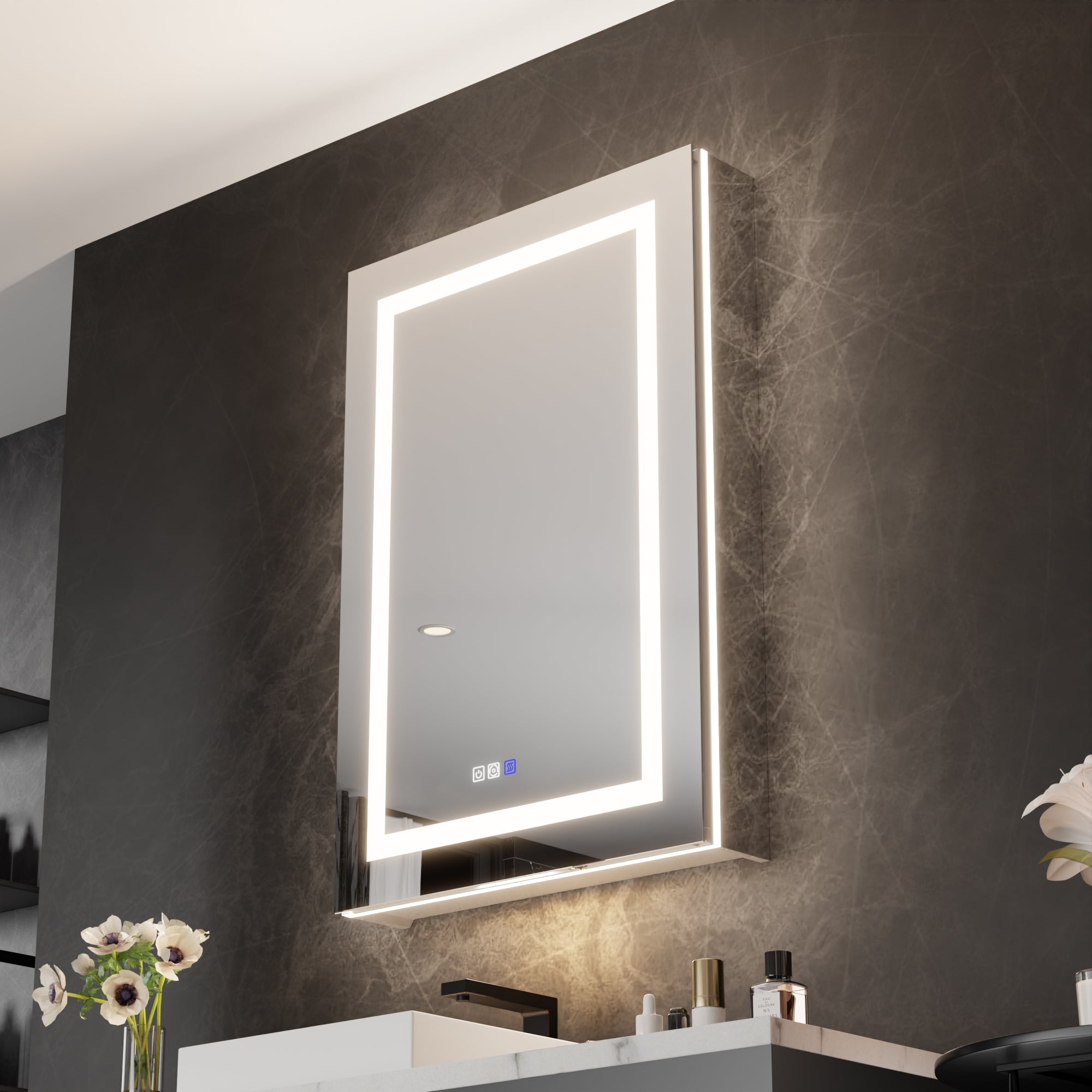 2-Pack 24 in. x 36 in. Recessed/Surface Mount Medicine Cabinet with 5X Magnifier Mirror and Night Light(Left+Right)