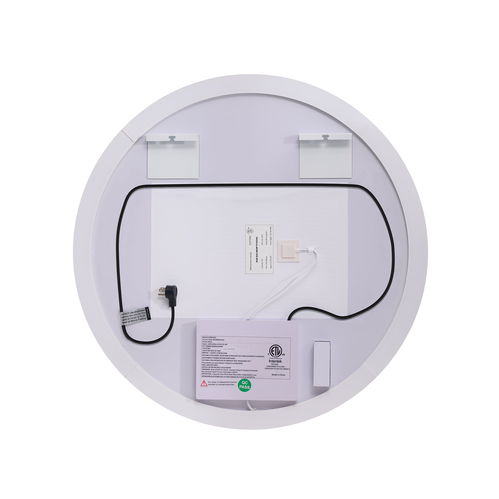 32" Round Frameless LED Bathroom Vanity Mirror, Dimmable & Anti-Fog, Frontlit & Backlit, Wall Mounted